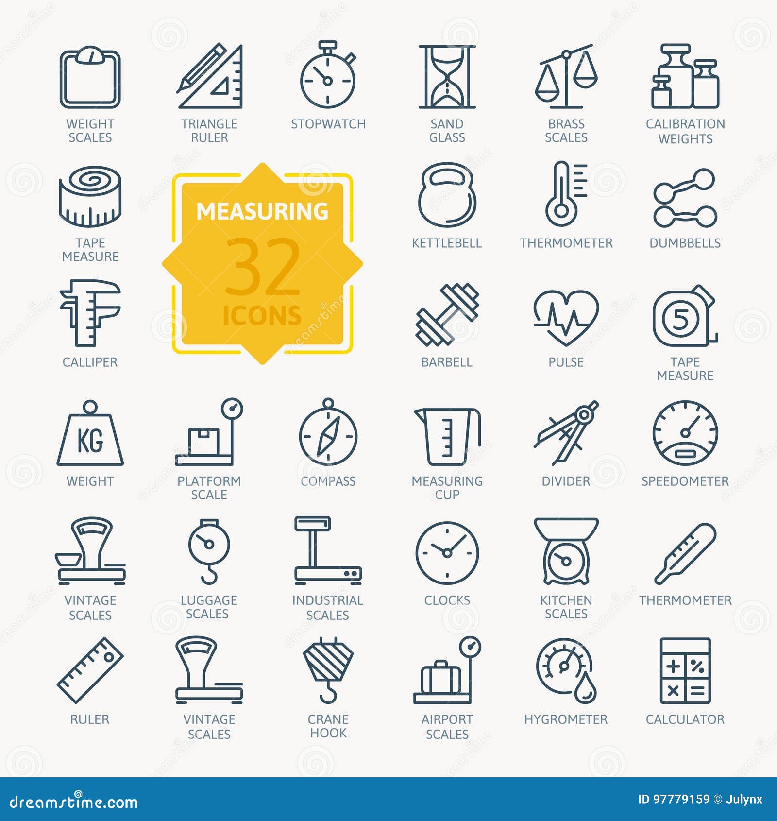 measuring related icon set.  