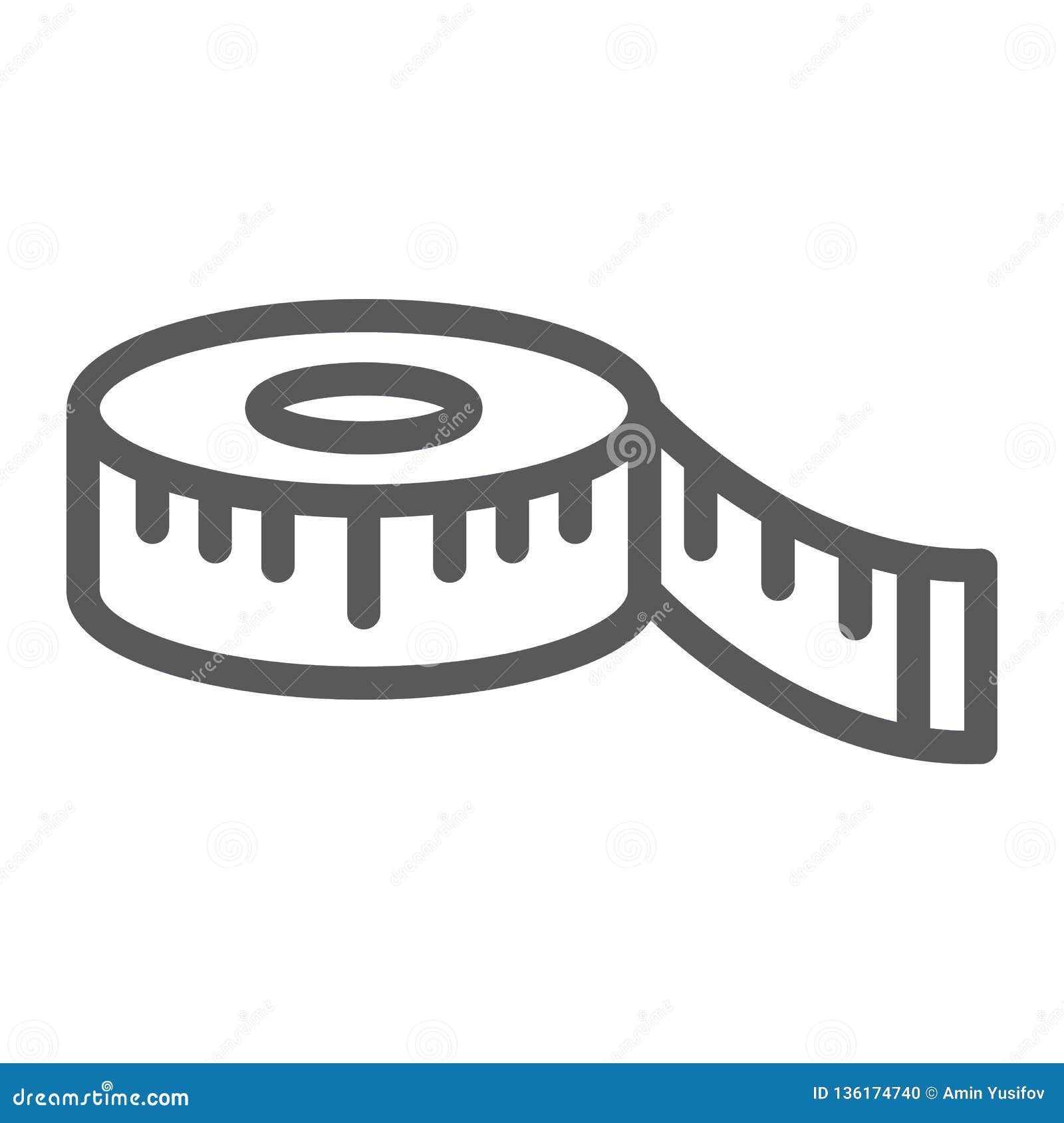 measuring tape line icon, measurement and meter, ruler sign,  graphics, a linear pattern on a white background.