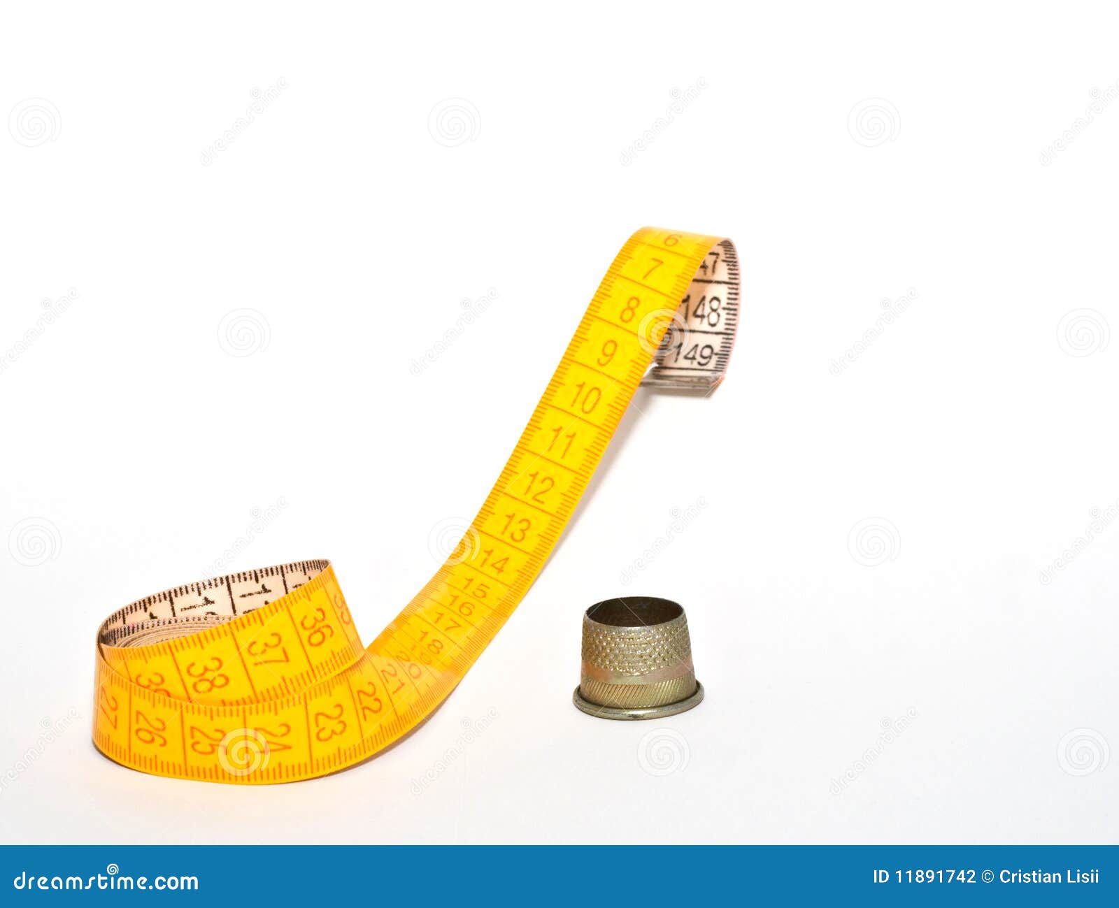 Measuring tape and thimble stock photo. Image of meter 11891742