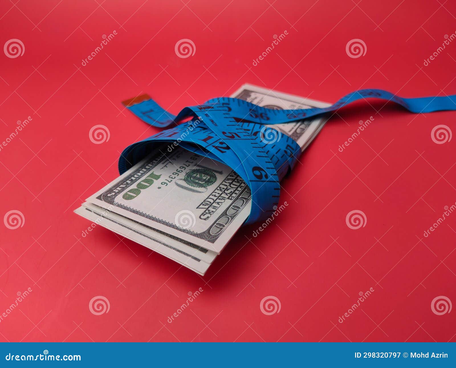 Measuring Tape Wrapped Around Dollar Bills Stock Image Image of tape