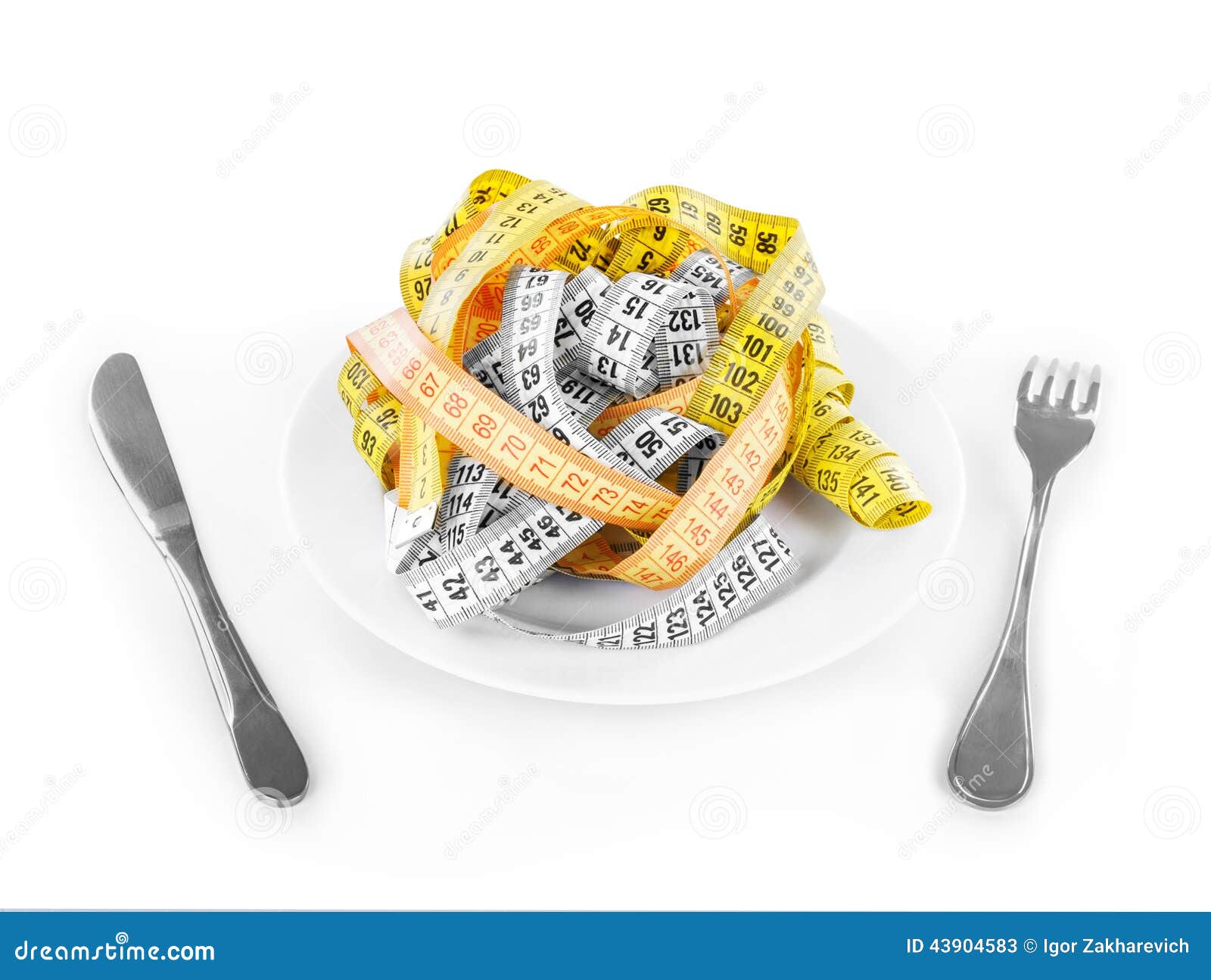 Measuring tapes on plate stock image. Image of healthcare 43904583