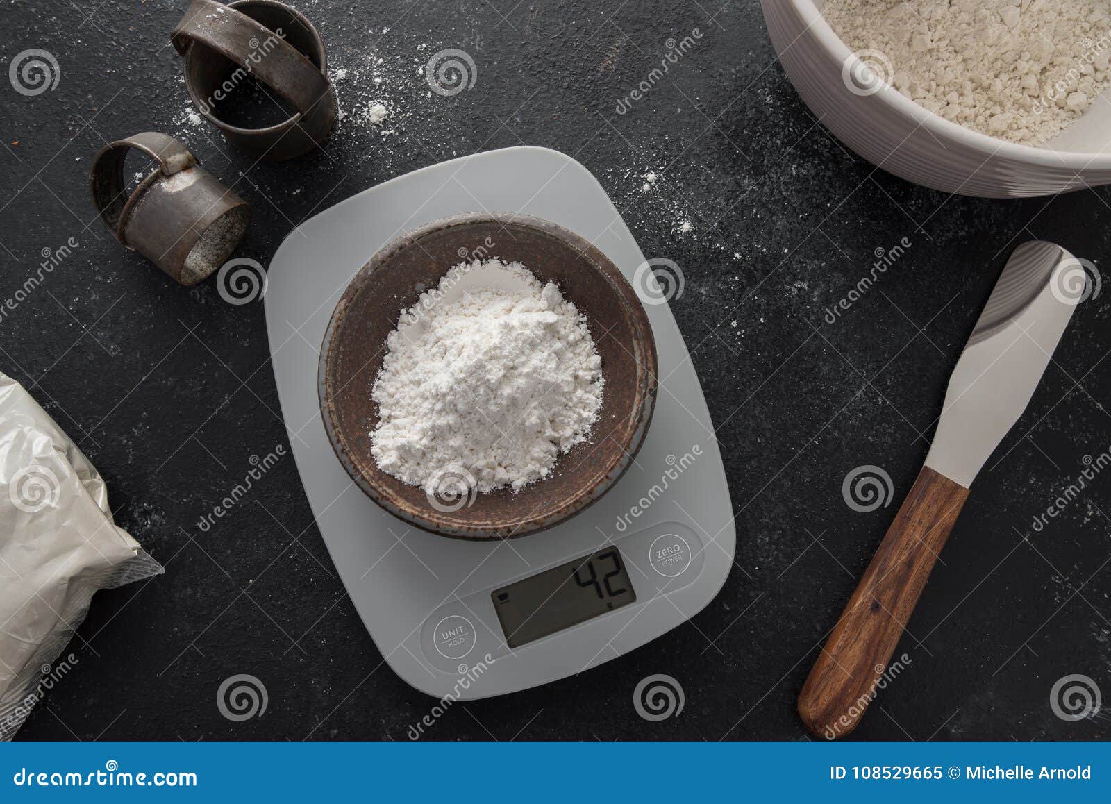 Weighing Tapioca Starch on a Digital Scale Stock Image Image of