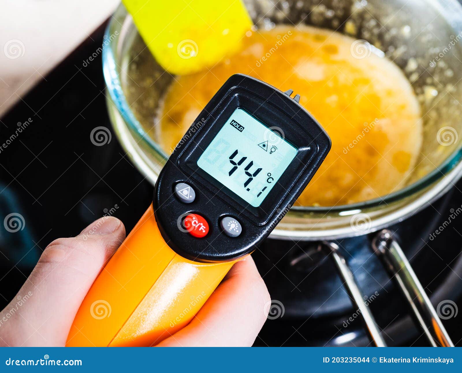 Measuring Temperature of Food in Glass Bowl Stock Photo - Image of  measuring, prepare: 203235044