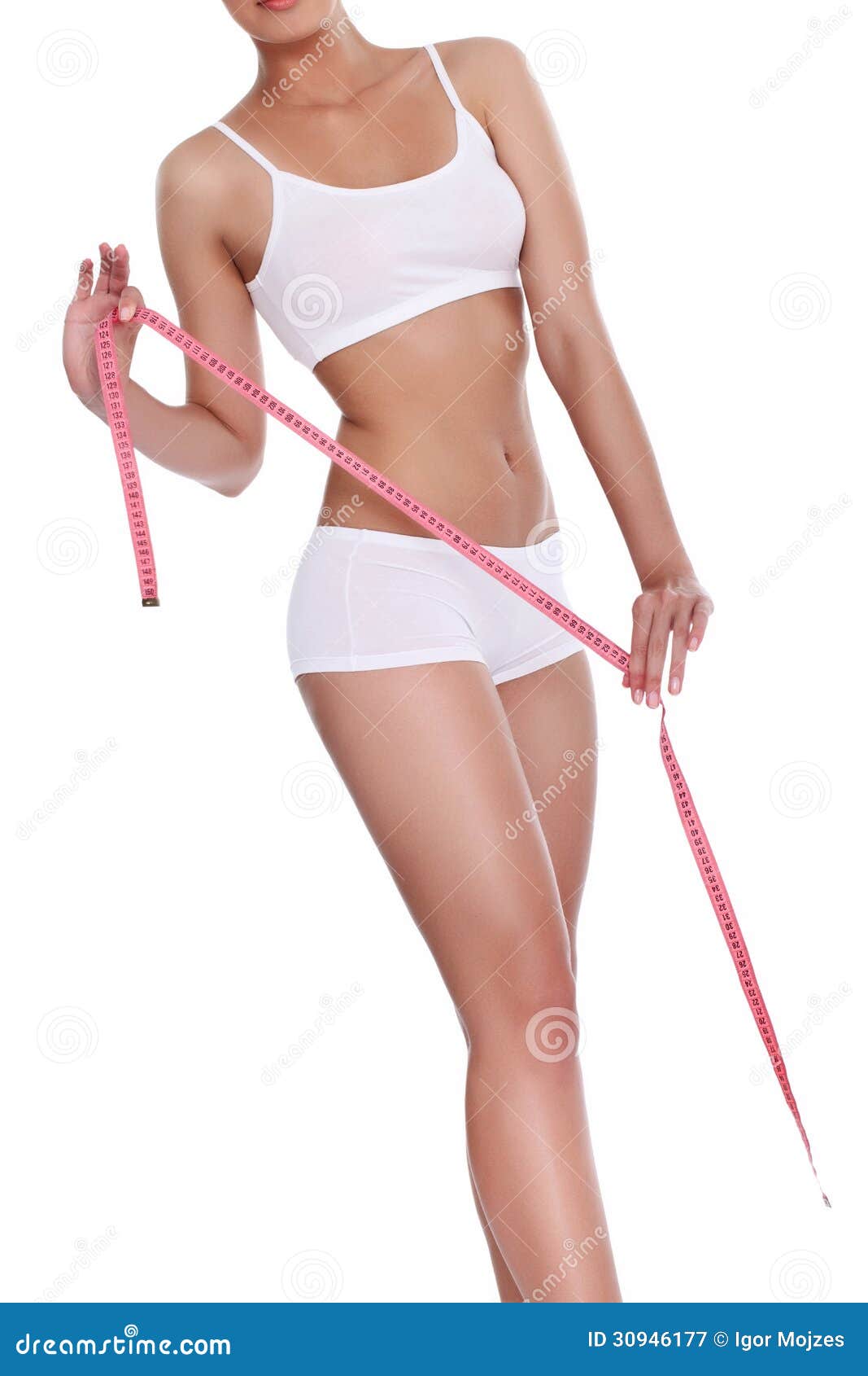 Measuring Waist with Measuring Tape Stock Image - Image of body