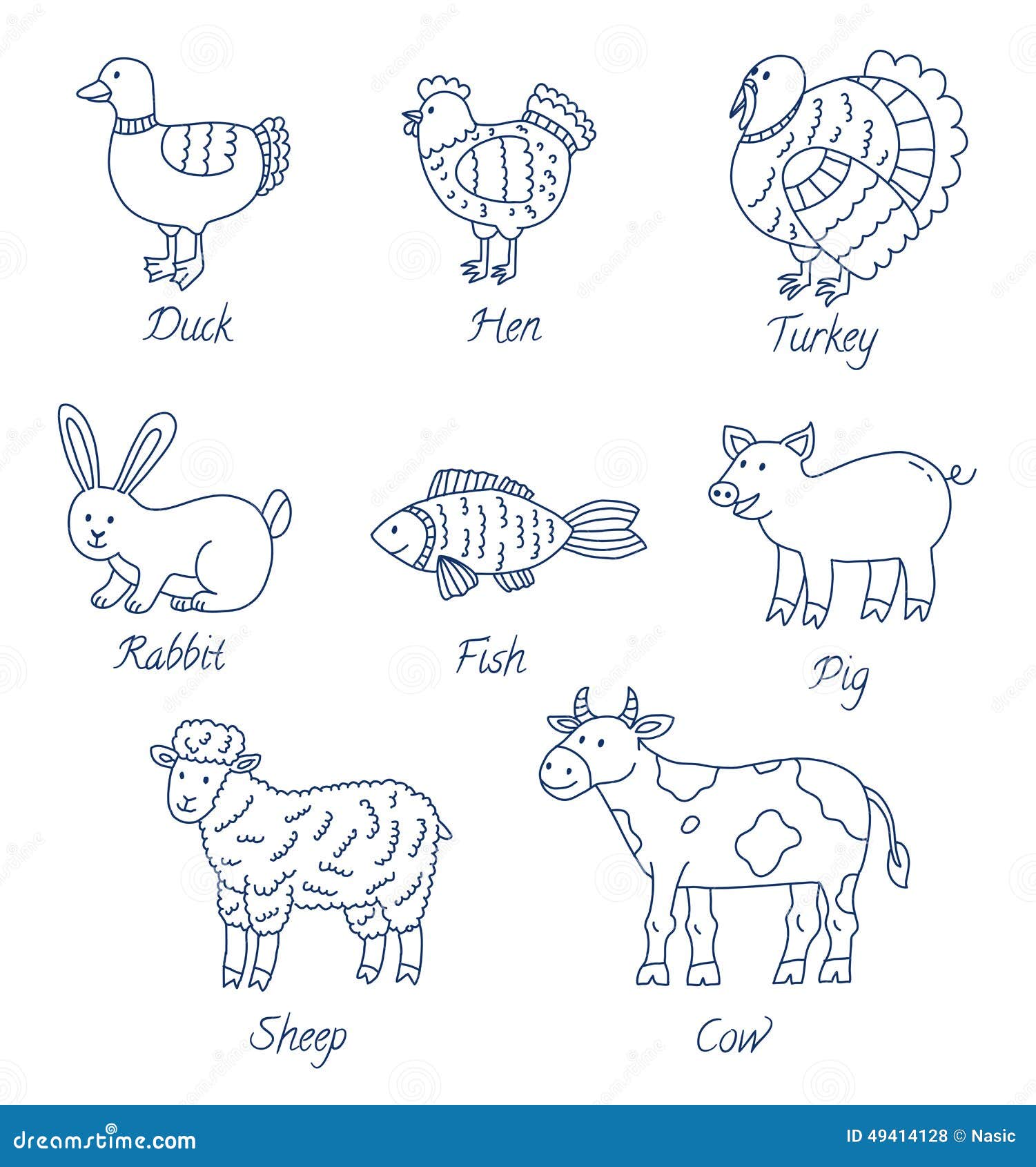 Meat animals cartoon set stock vector. Illustration of duck - 49414128
