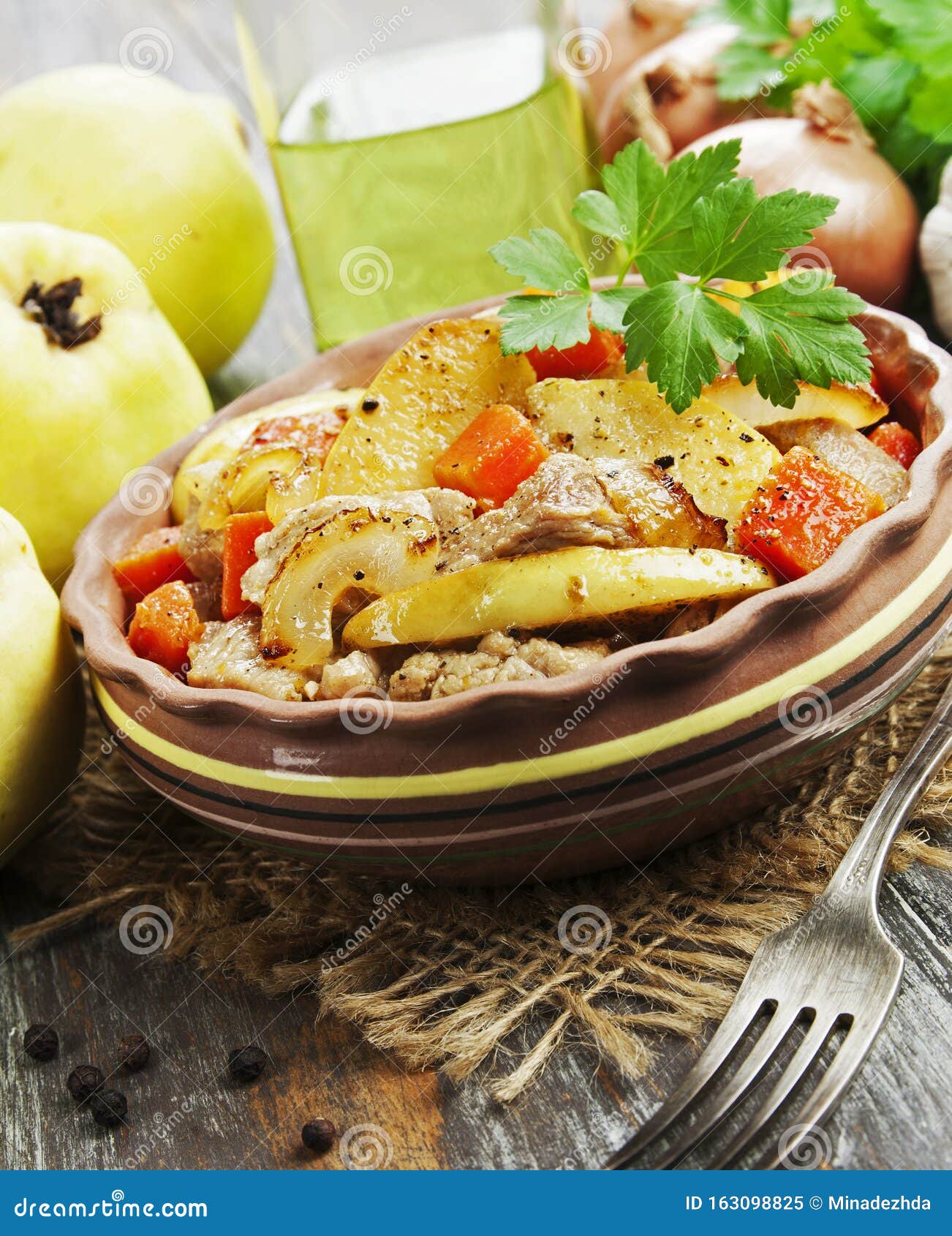 Meat Baked with Quince and Vegetables Stock Image Image of recipe