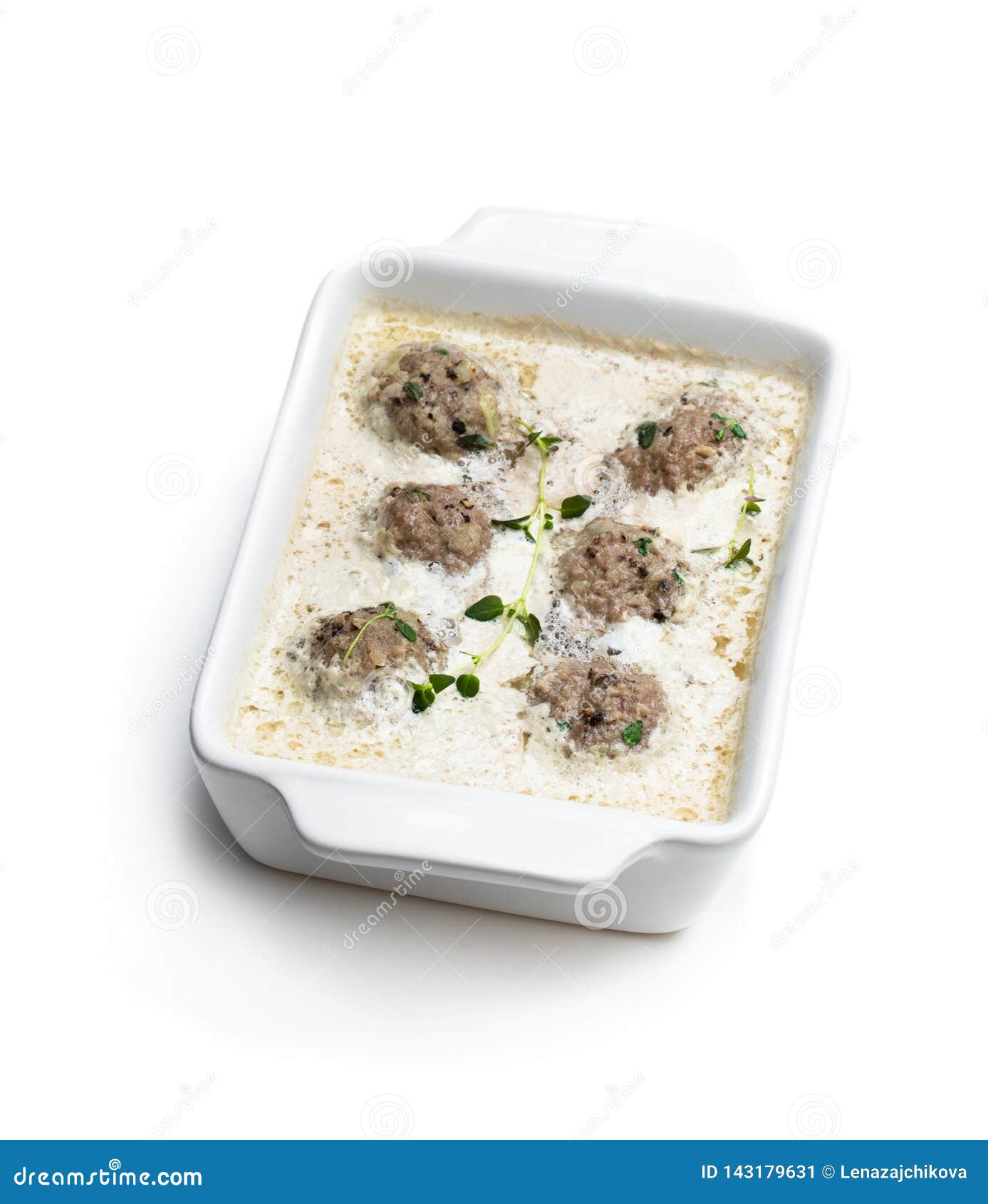 Meat Balls in Cream Sauce Isolated on White Stock Image Image of meat, bowl 143179631