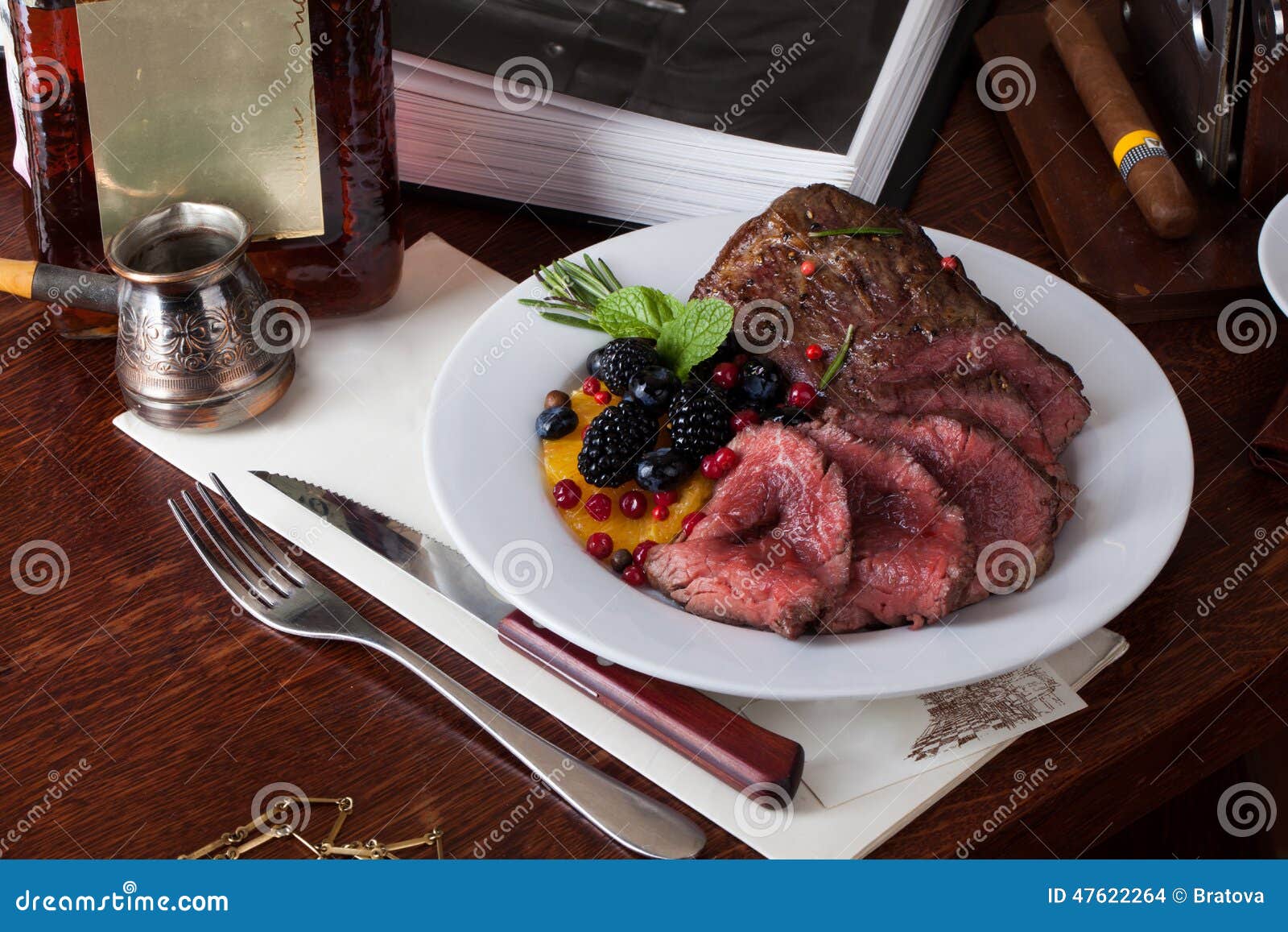 Meat with berries stock photo. Image of meal, luxury 47622264