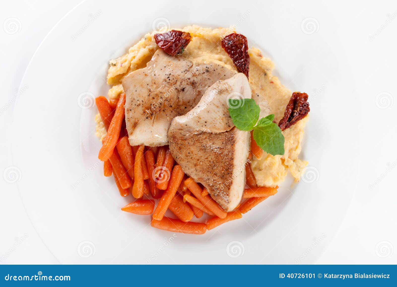 Meat with Carrot and Potato Puree Stock Image Image of main, healthy