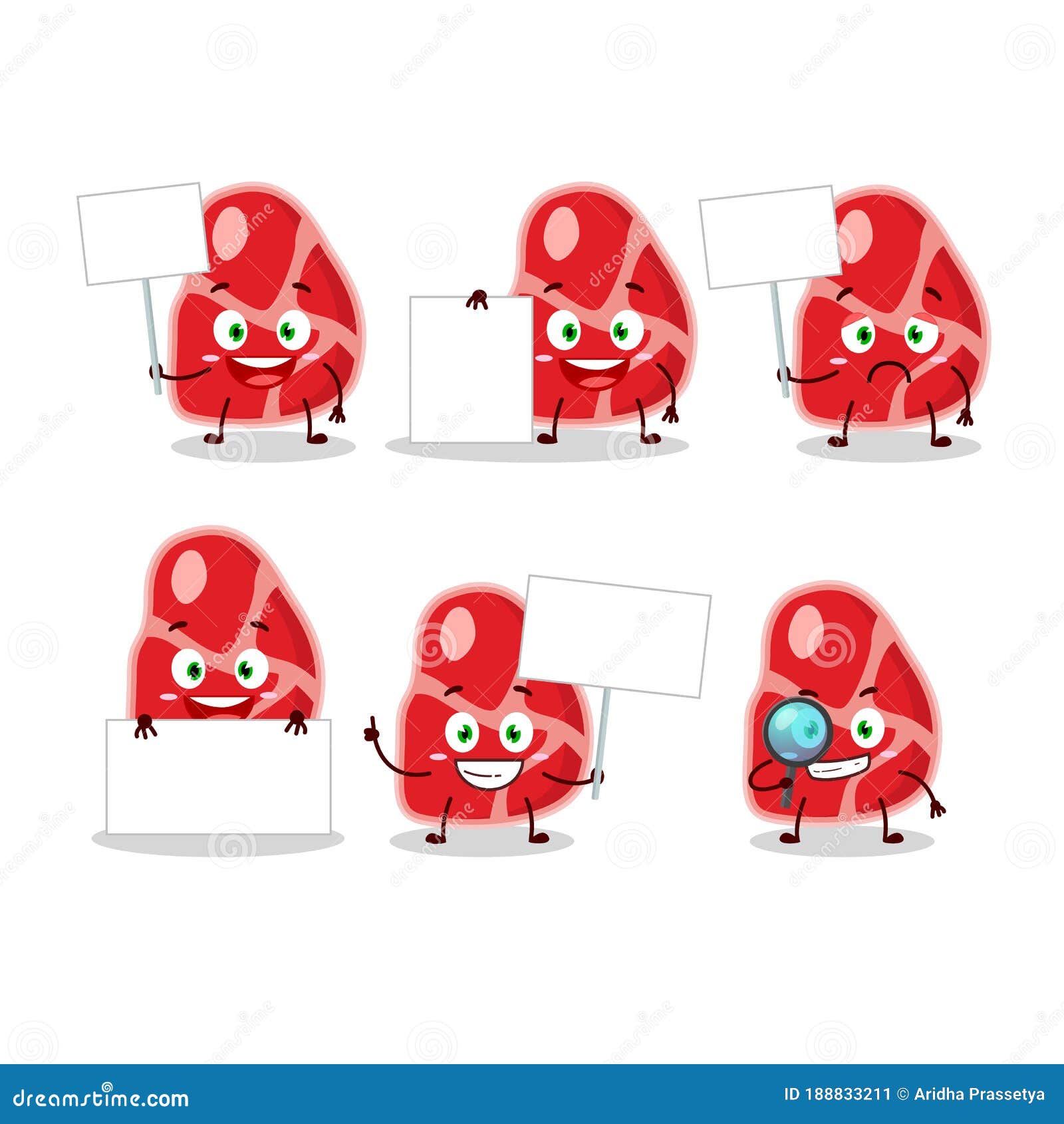 Meat Cartoon with Character Bring Information Board Stock Vector