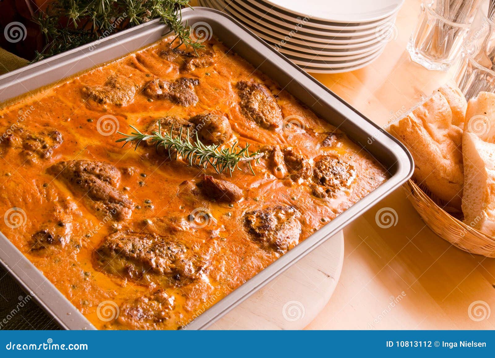 Meat in casserole stock photo. Image of baked, bread 10813112