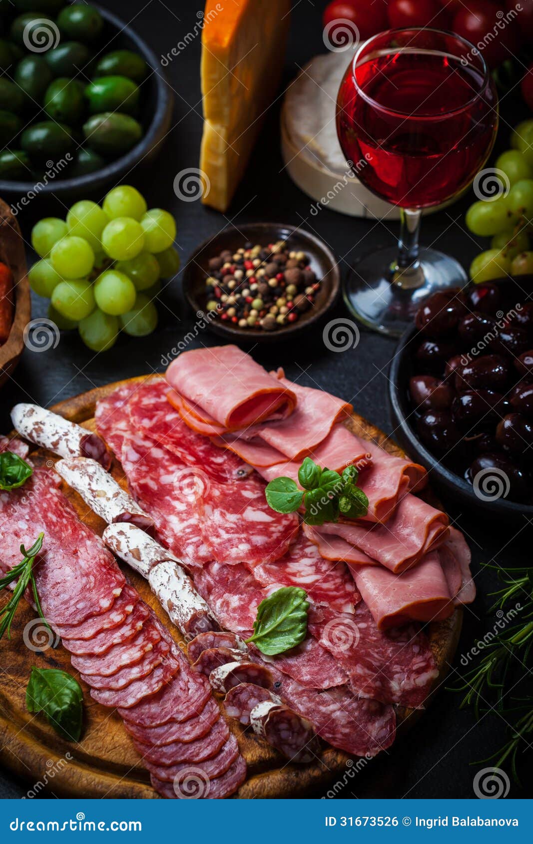 Meat catering platter stock photo. Image of board, lunch 31673526