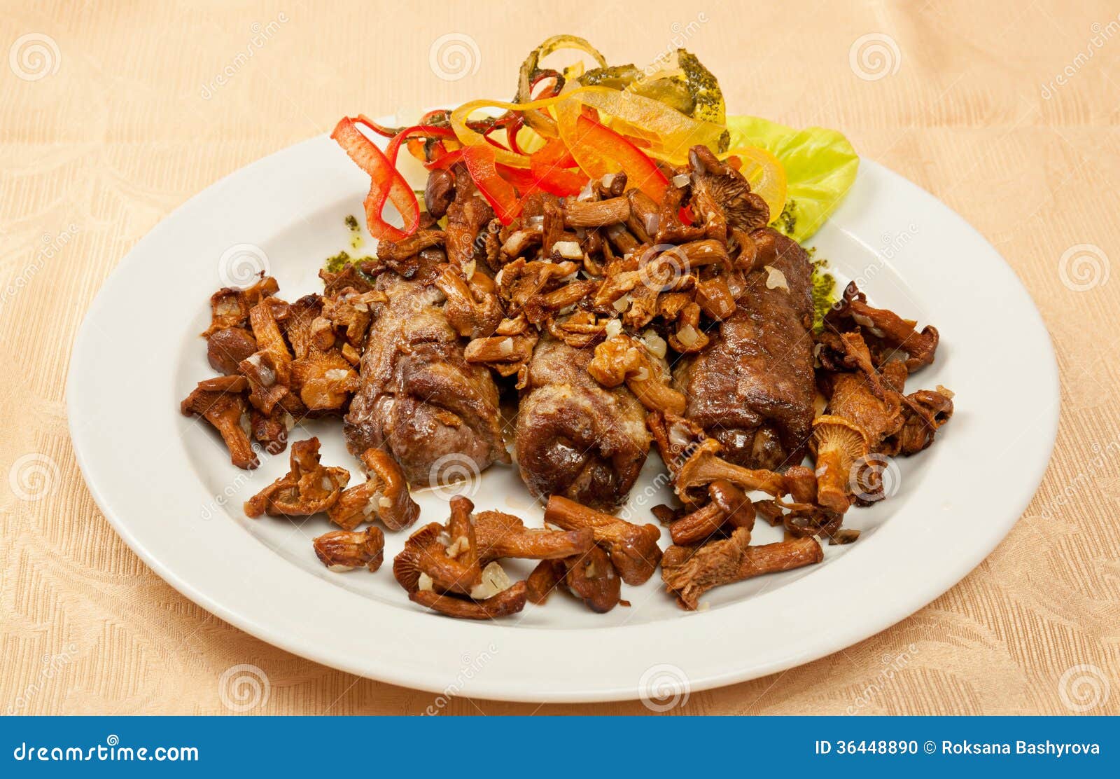 Meat with Chanterelle Mushrooms Stock Photo Image of meat, food 36448890