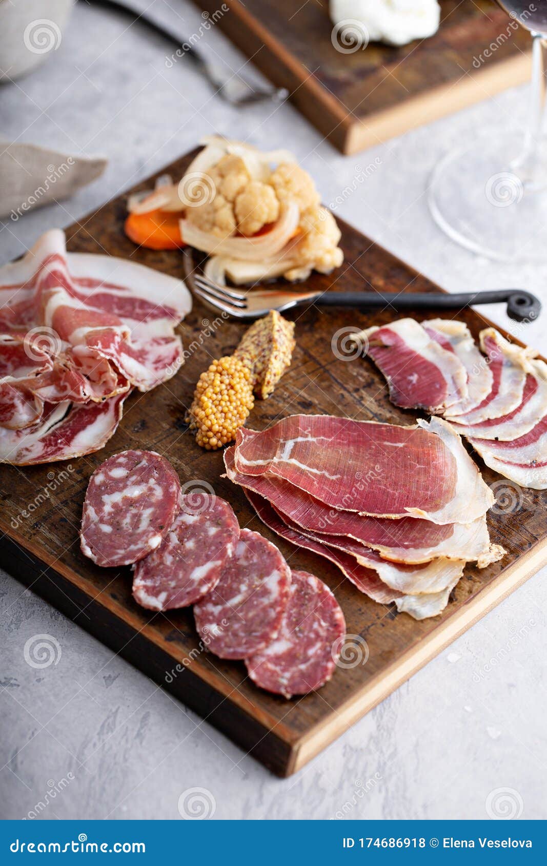 Meat charcuterie board stock photo. Image of meal, mediterranean