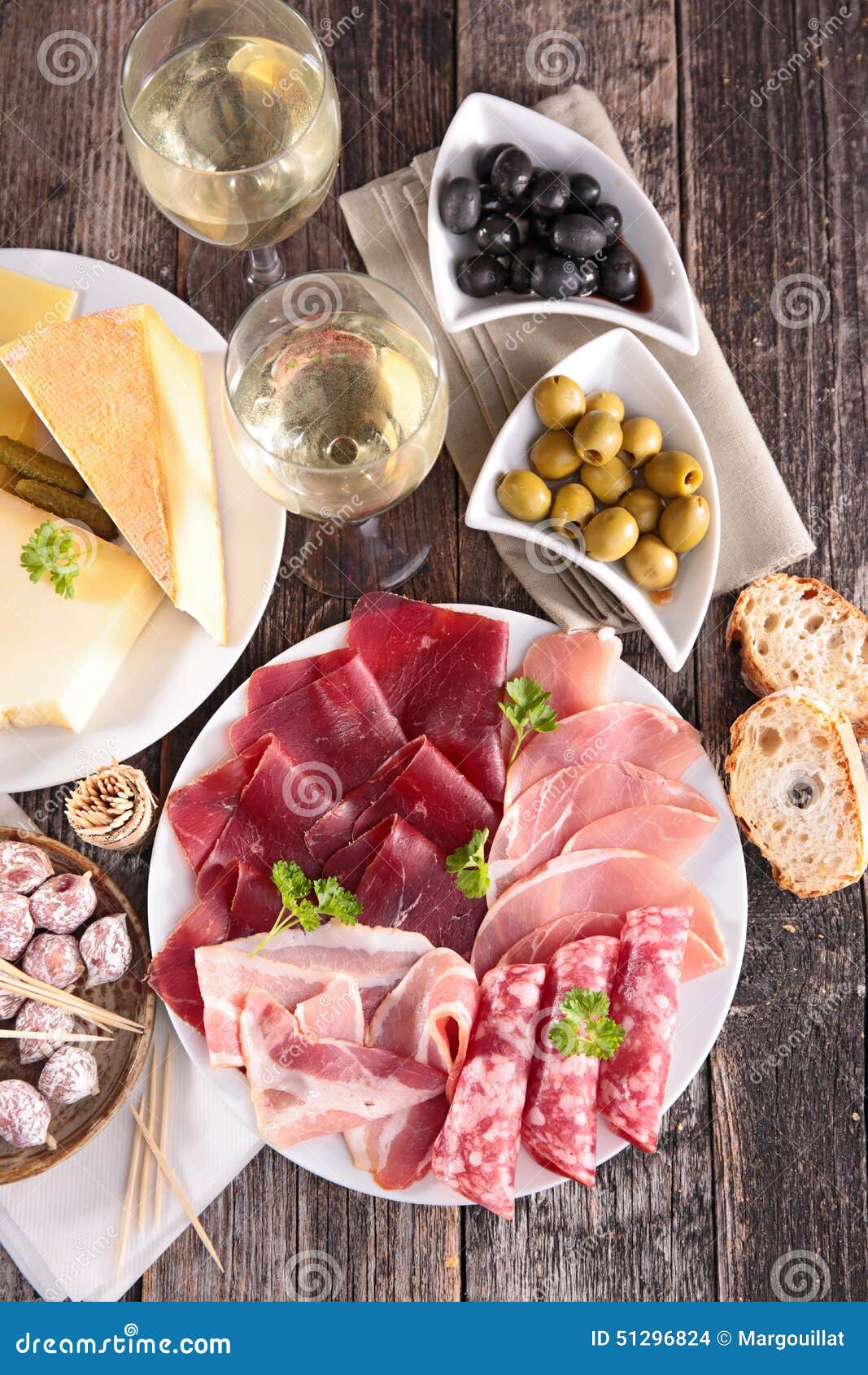 Meat,cheese and wine stock photo. Image of wood, meat 51296824