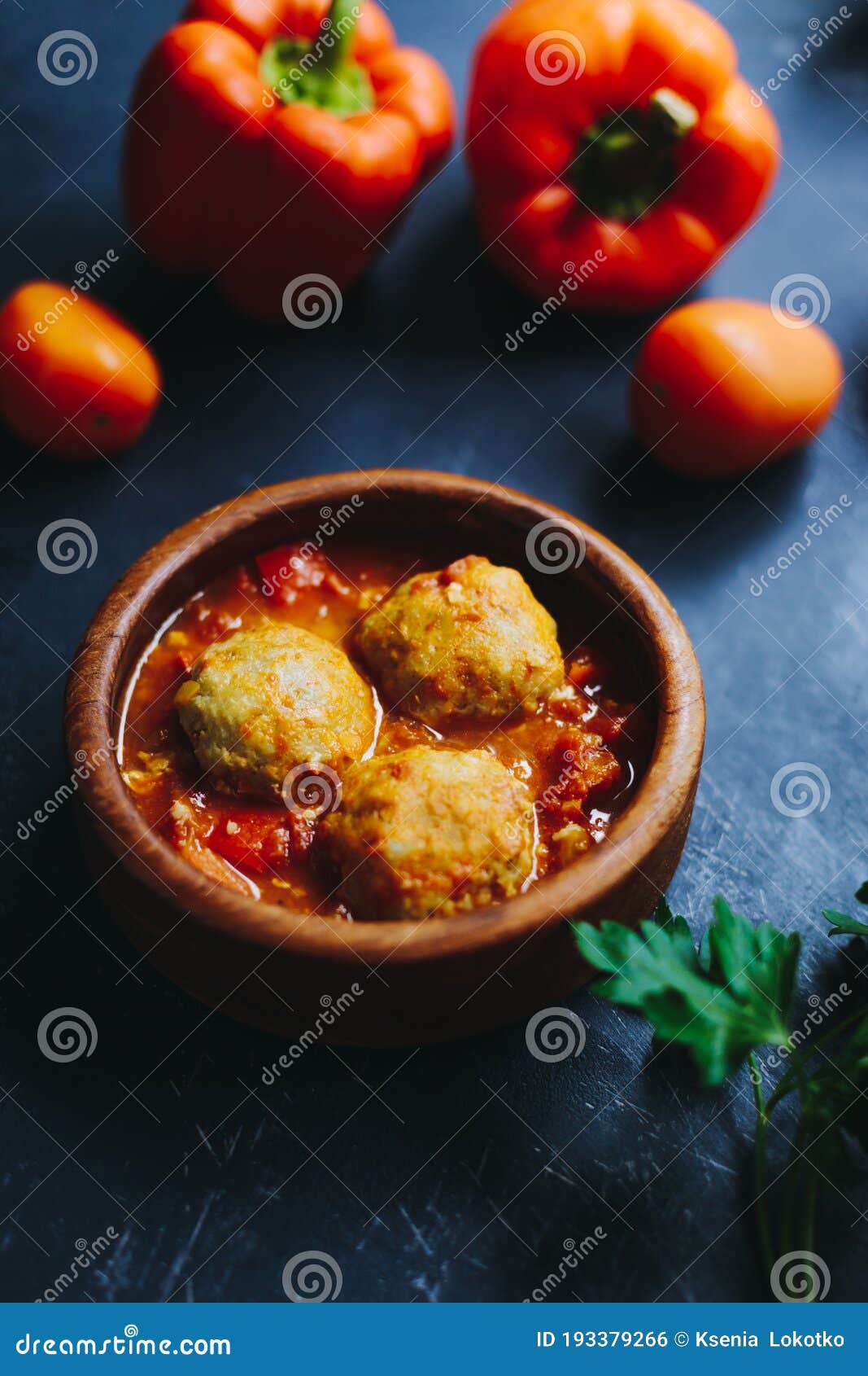 Meat Cutlets in Tomato Sauce in Asian Style Stock Photo Image of