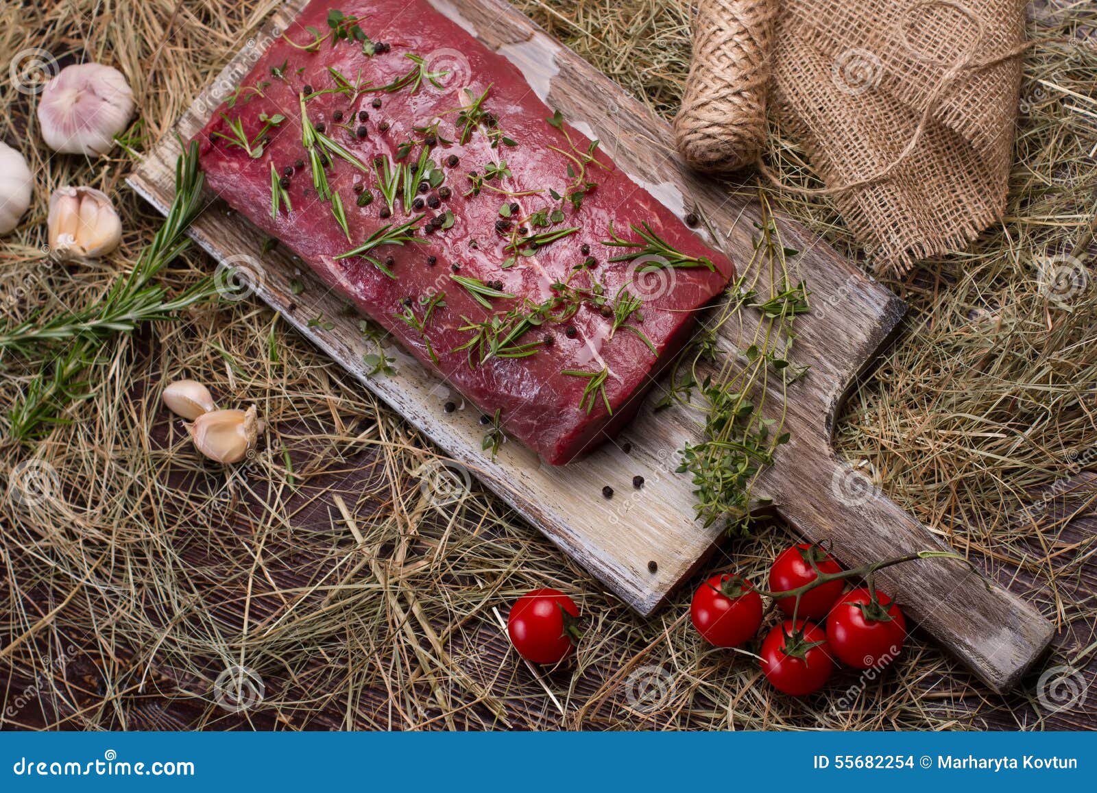 Meat on a cutting board. stock photo. Image of dinner 55682254