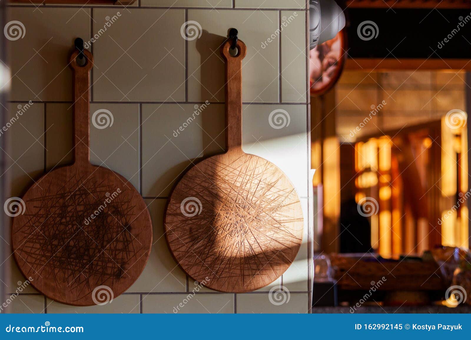 Meat Cutting Boards Hang in the Kitchen Stock Image Image of fresh
