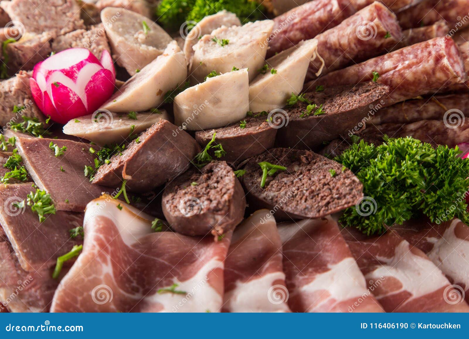 Meat Delicatessen Plate stock photo. Image of bacon 116406190