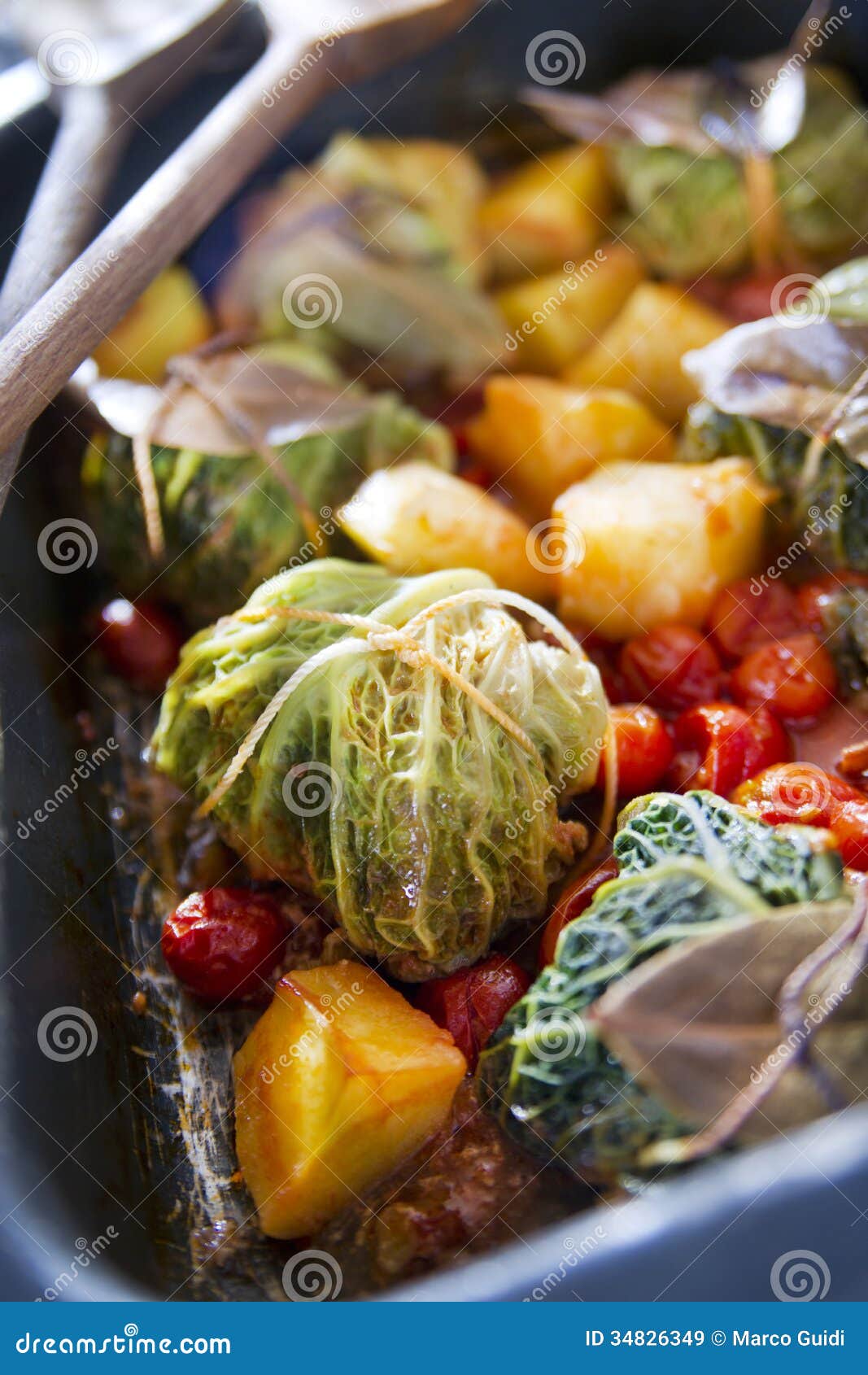 Meat Dumplings Baked in Cabbage Leaves Stock Image Image of tray
