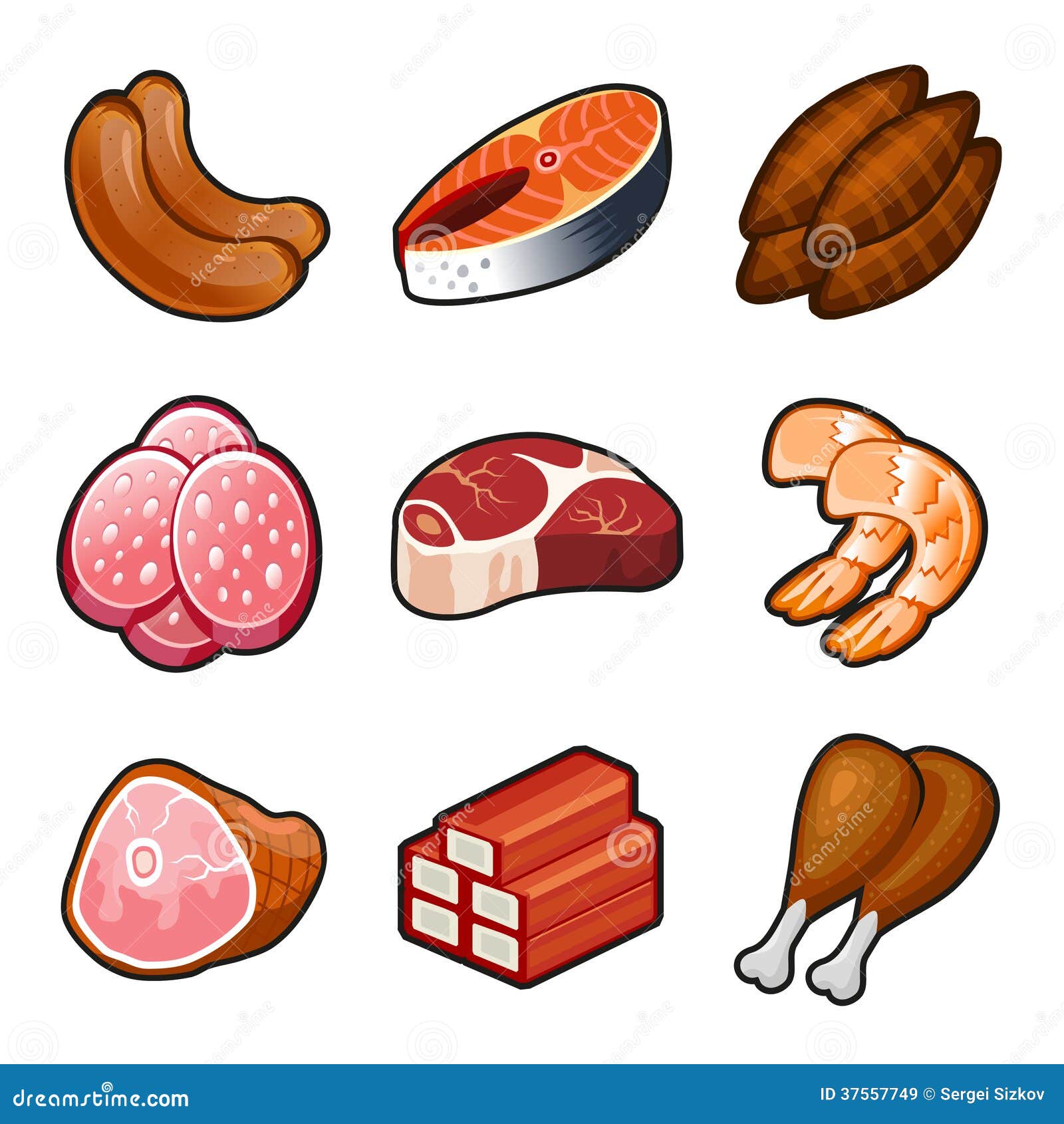 Meat food icons set stock vector. Illustration of icon - 37557749