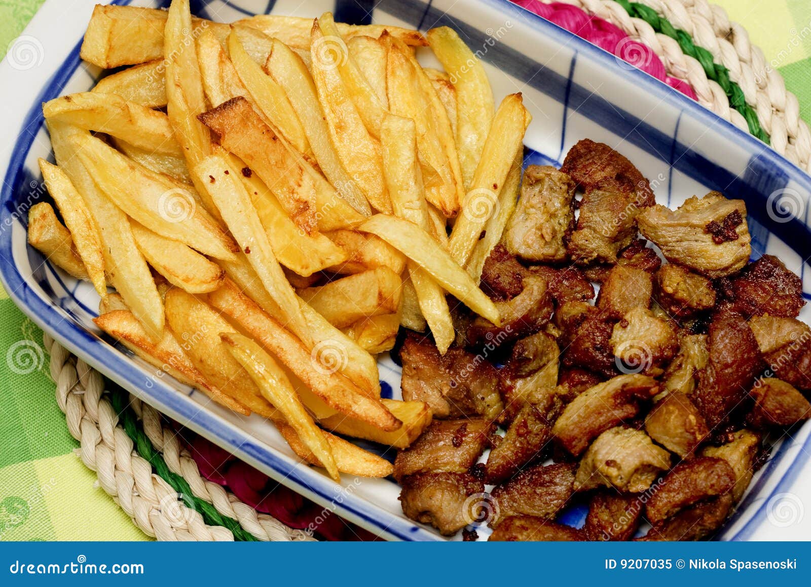 Meat and french fries stock image. Image of barbequing 9207035