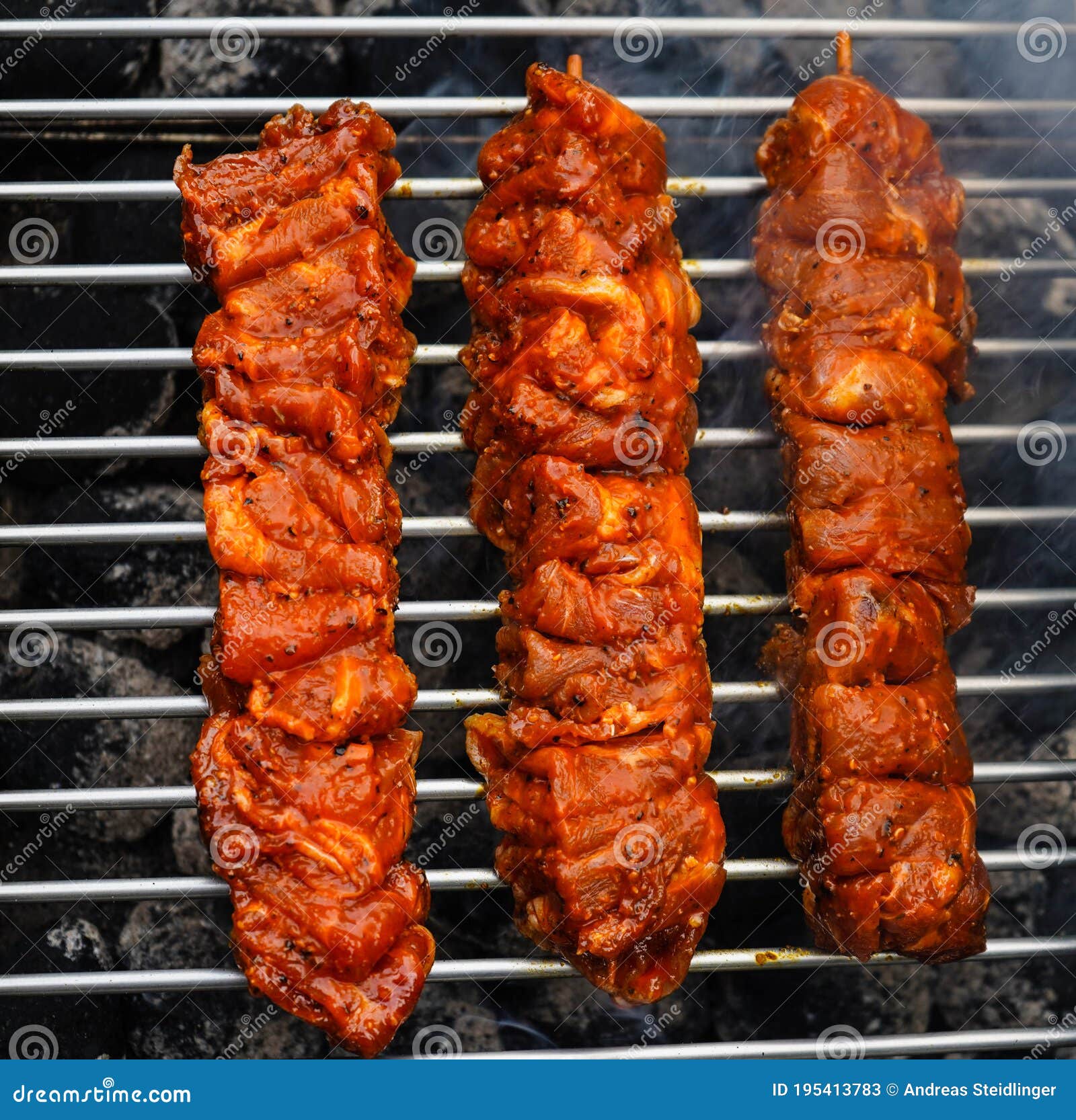Meat on grill stock image. Image of grilling, barbeque 195413783