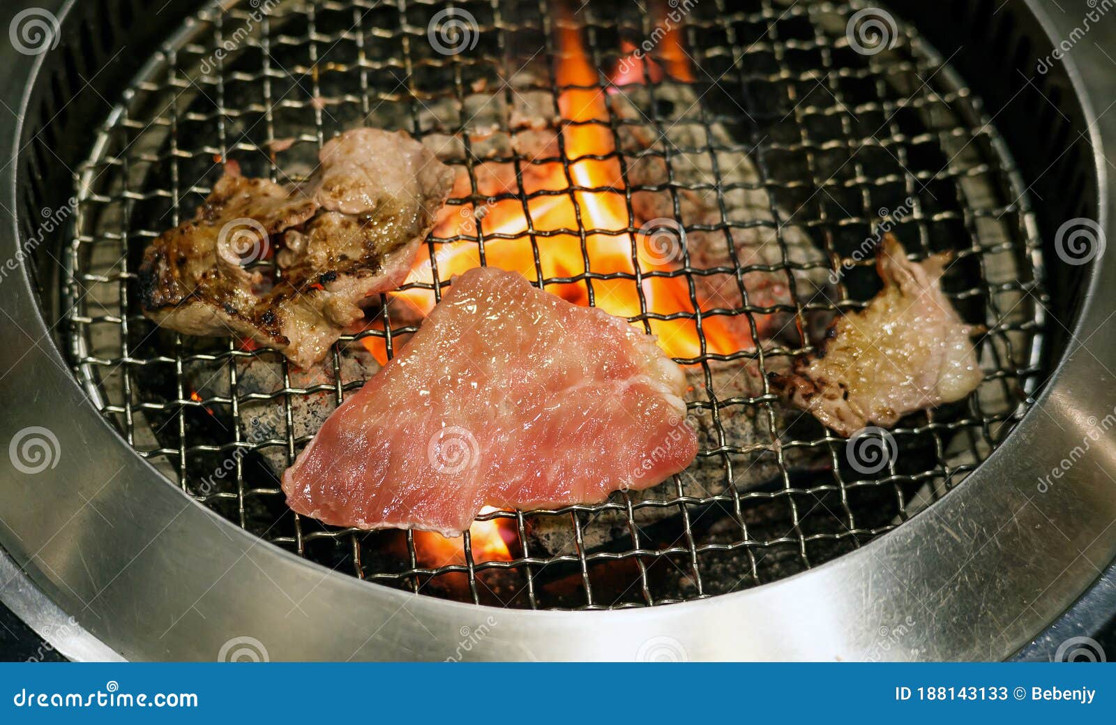 Meat Grilling on a Charcoal Grill Stock Image Image of smoke, steak
