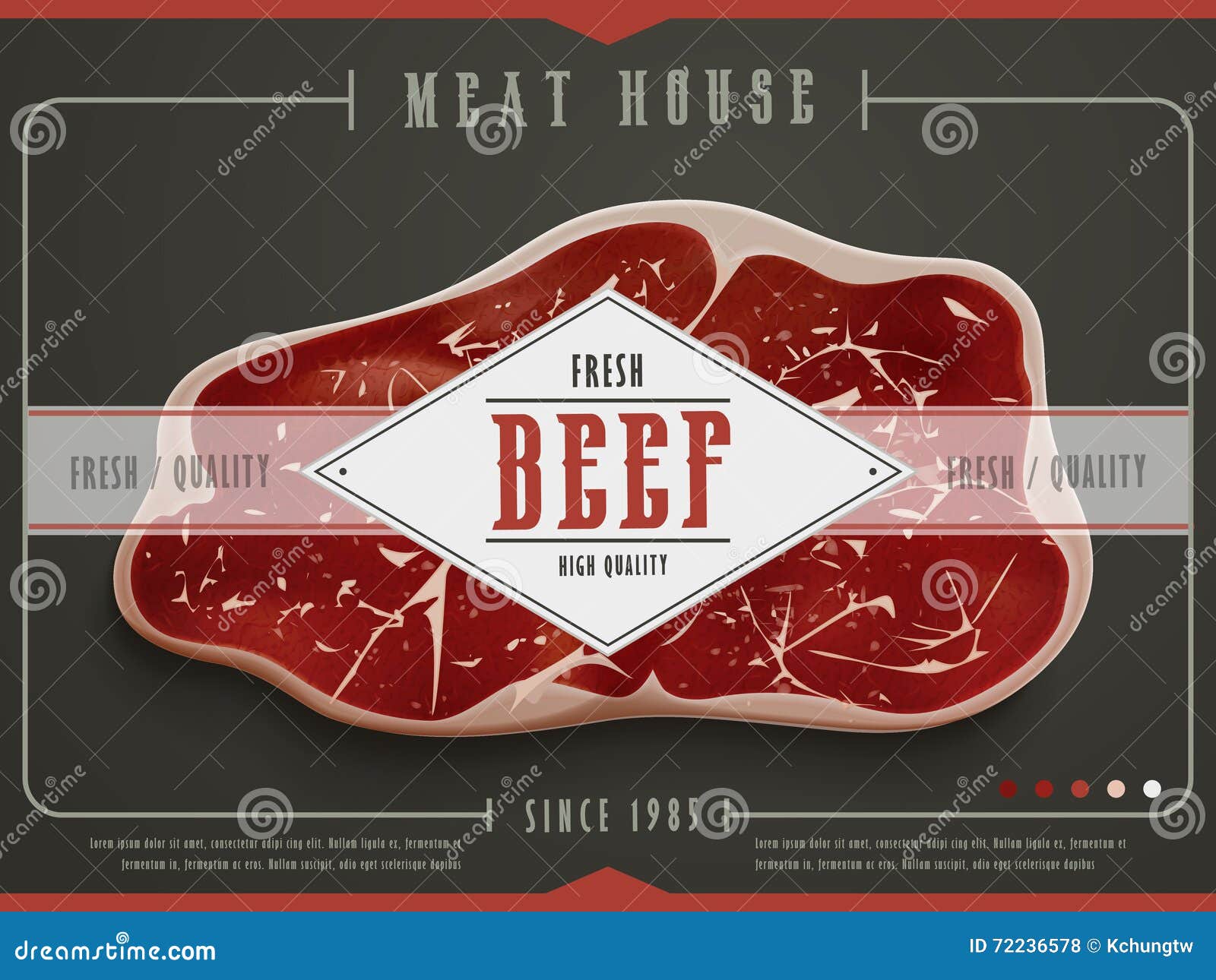 Meat House Poster Vector Illustration. Different Types Of Meat Such As