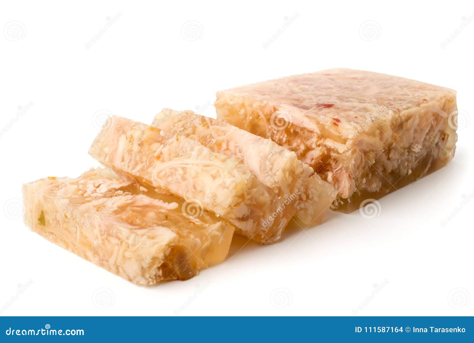 Meat Jelly Cut in Slices on a White, Closeup. Stock Photo Image of