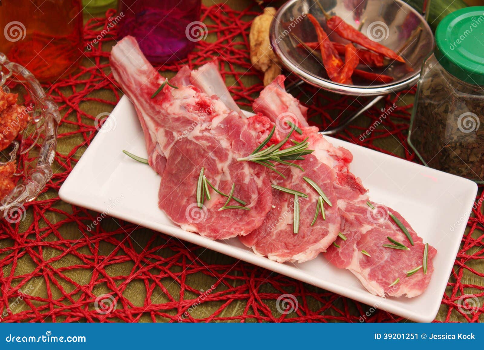 Meat of a lamb stock image. Image of garlic, cooking 39201251