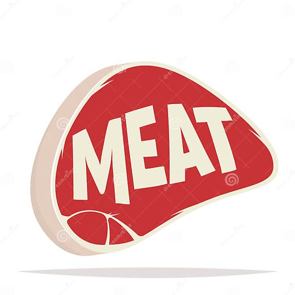 Cartoon Illustration of a Steak with Word Meat in it Stock Vector ...