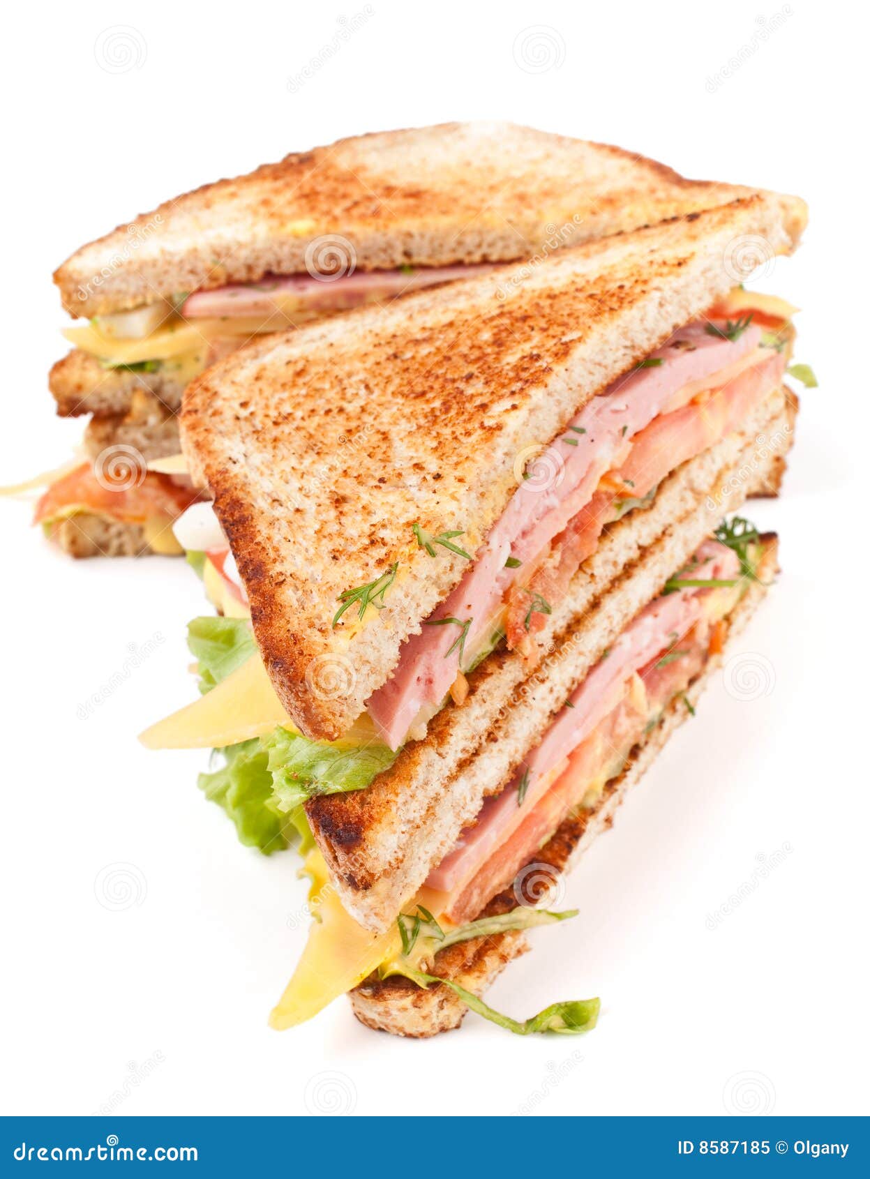 Meat, Lettuce and Cheese Sandwich on Toasted Bread Stock Image Image