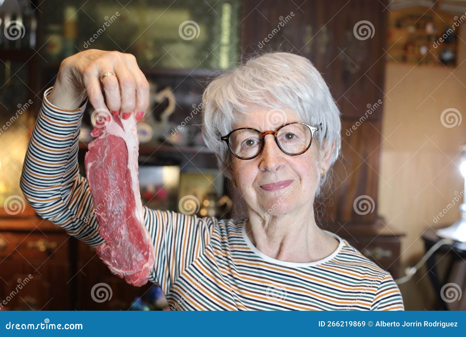 Meat Lover Showing a Delicious Raw Steak Stock Image Image of grocery