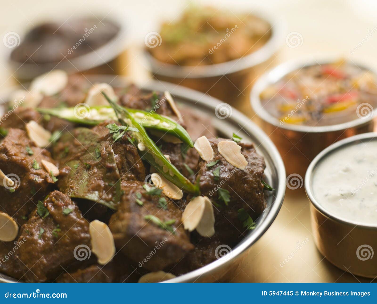 meat madras restaurant style and chutneys
