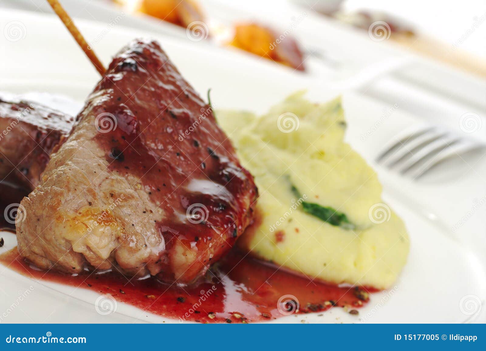 Meat with Mashed Potatoes stock image. Image of sauce - 15177005