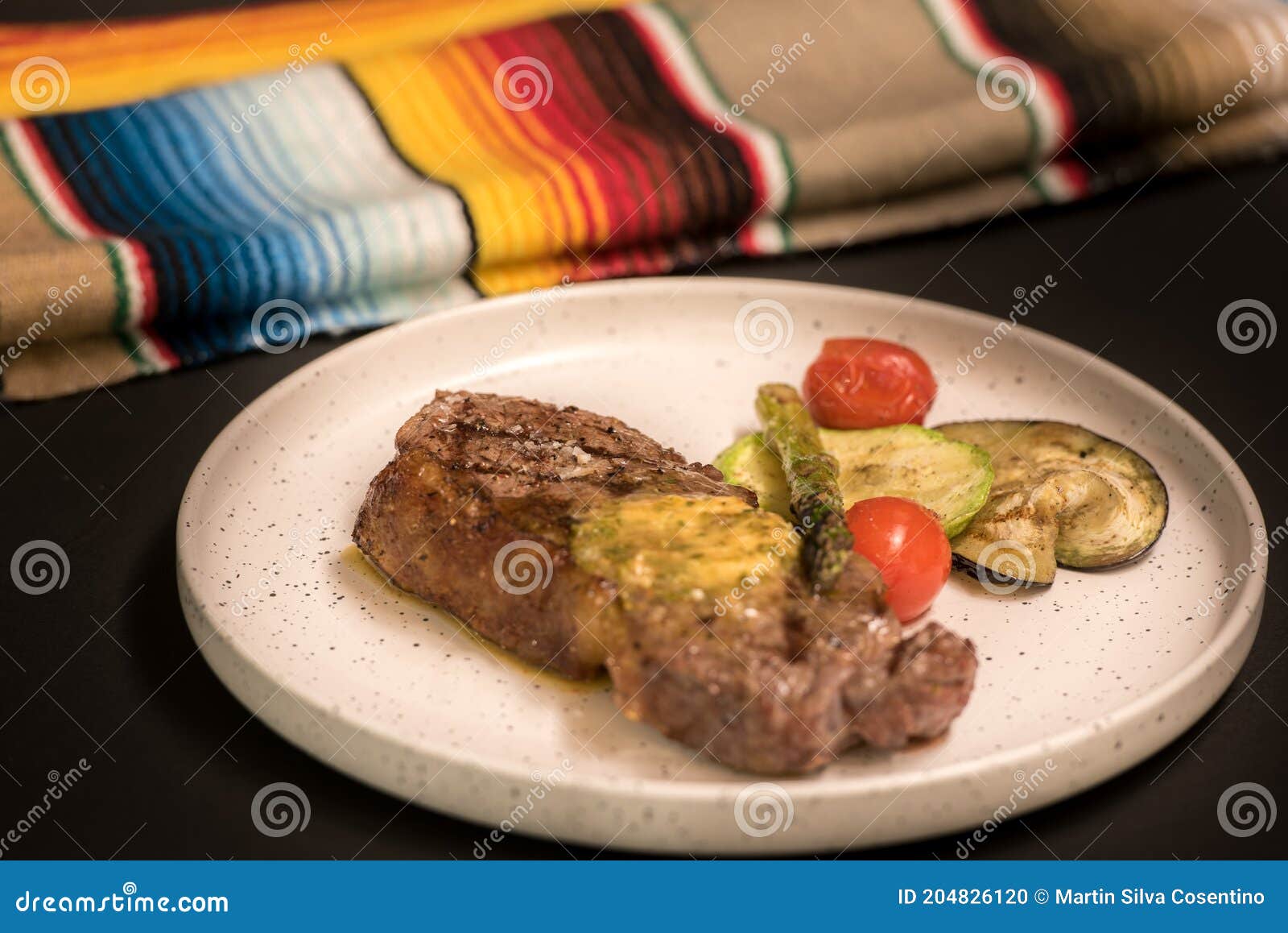 Meat in Mexican Style on White Plate Stock Photo Image of background