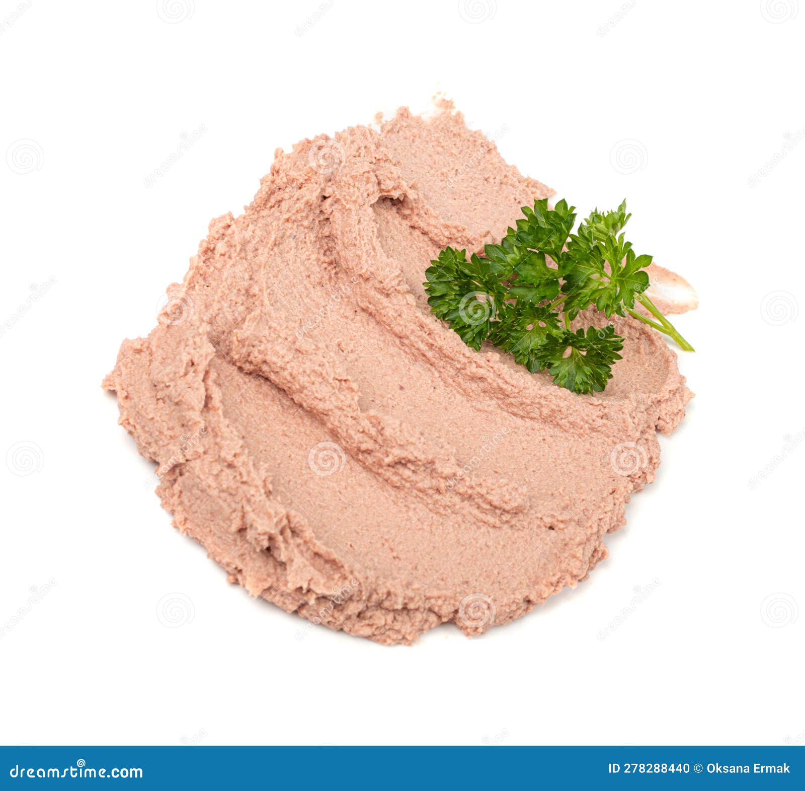 Meat Paste Isolated, Tuna Pate Smear, Chopped Liver Mousse, Fish Paste on White Stock Photo