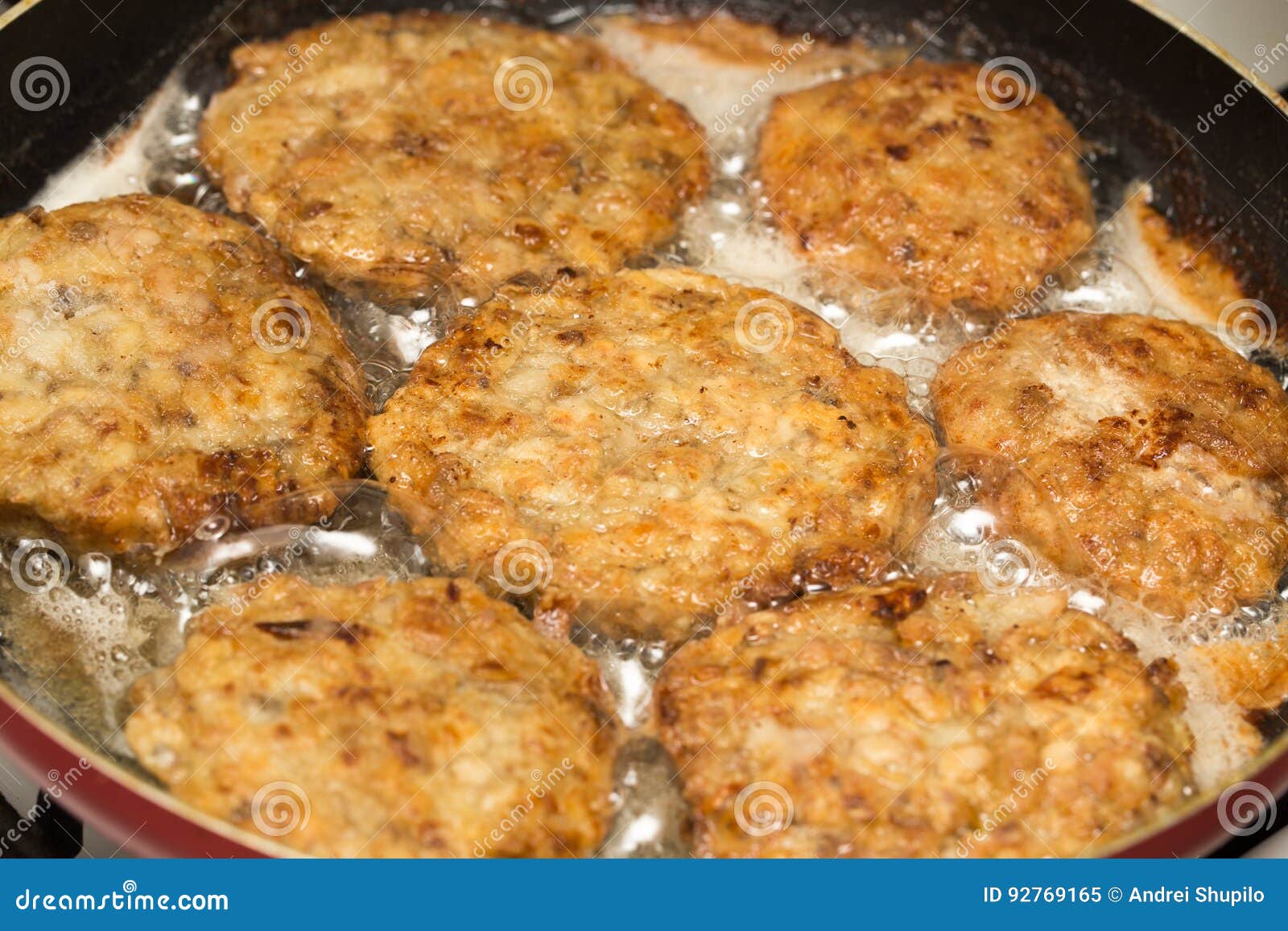 Meat Patties are Fried in a Frying Pan Stock Image Image of homemade