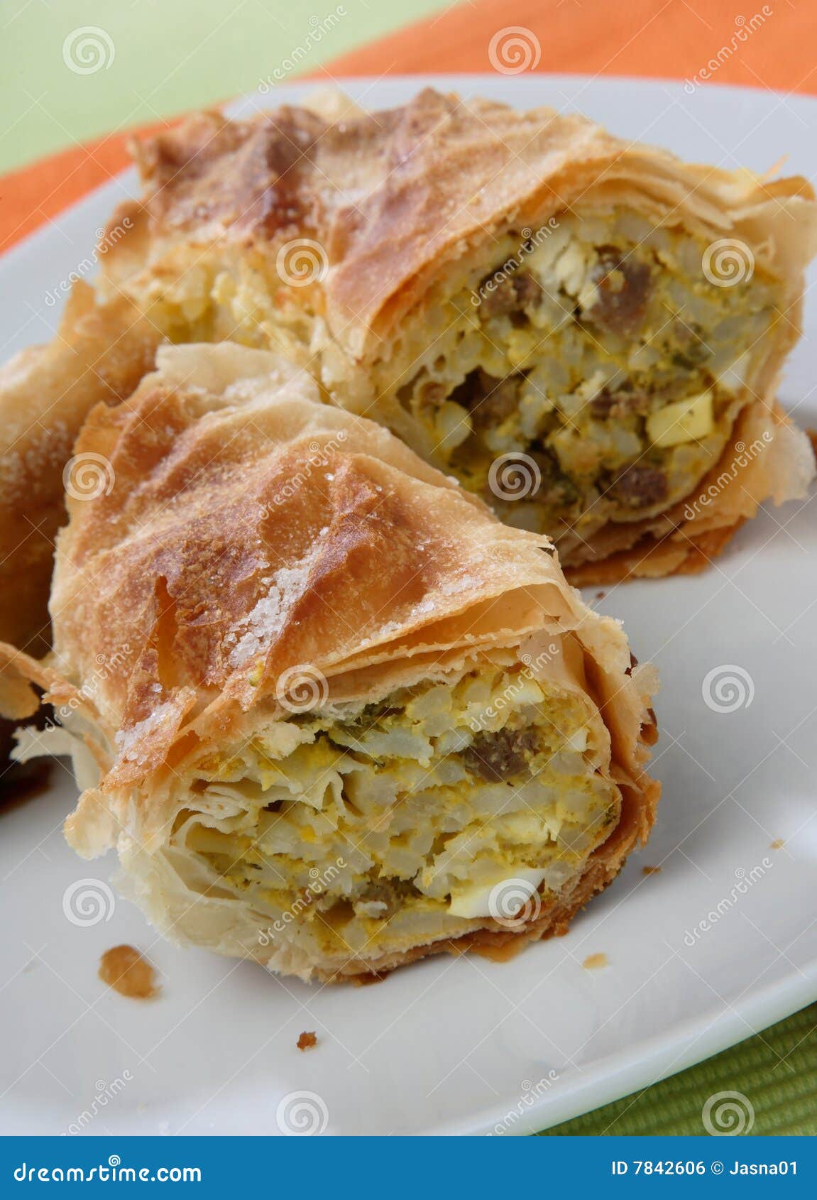 Meat pie with rice stock photo. Image of recipe, napkin 7842606