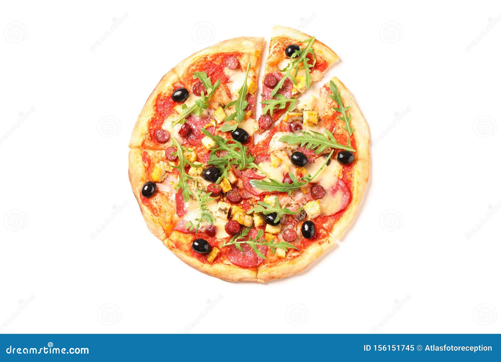 Pizza Siciliana Isolated On White Background Stock Photo 448714750