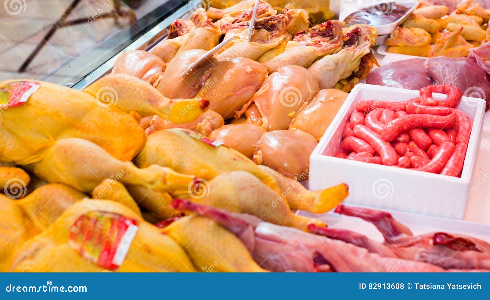 Meat and Poultry in a Shop Window Stock Photo Image of pork, fillet