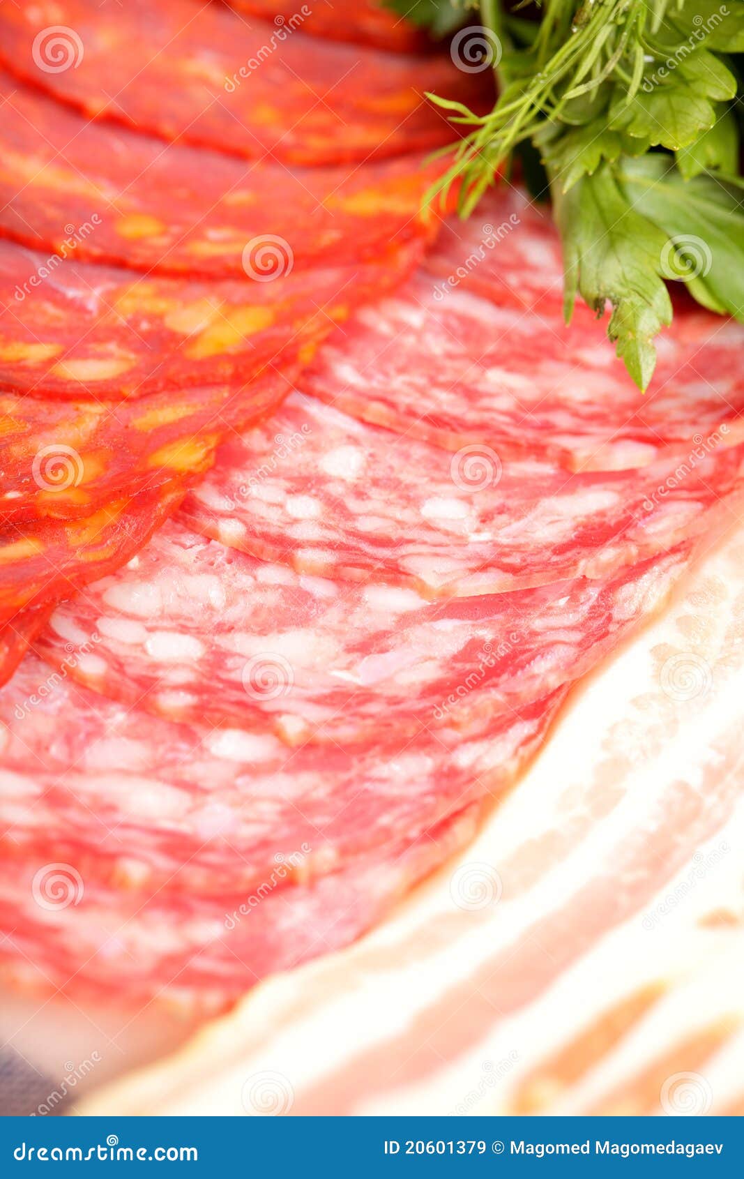 Meat products with greens stock image. Image of still 20601379