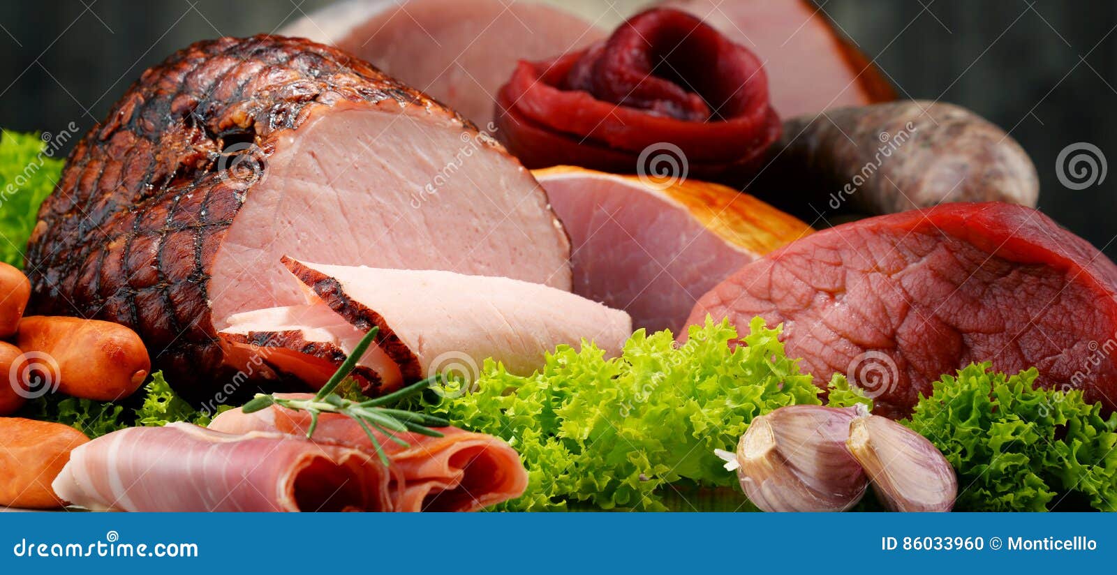 Meat Products Including Ham and Sausages Stock Photo Image of