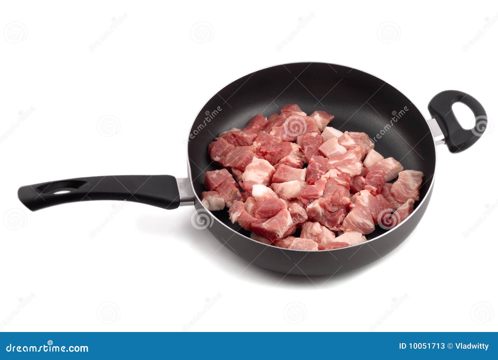 Meat raw in frying pan stock image. Image of food, domestic 10051713