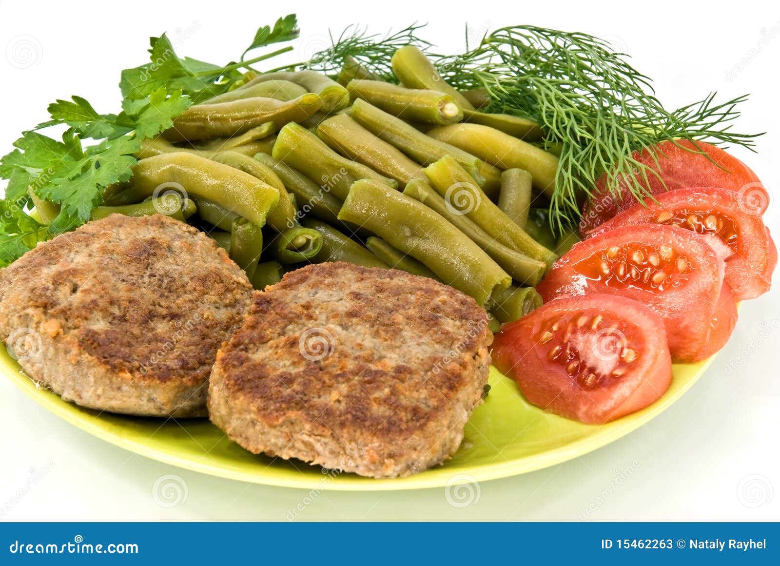 Meat Rissoles and Vegetables Stock Image Image of leaf, grilled 15462263