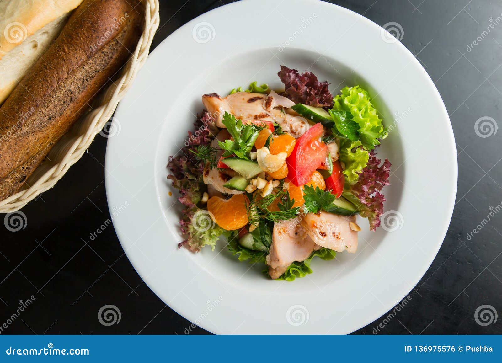 Meat Salad with Greens and Eggs Stock Photo Image of plate, isolated
