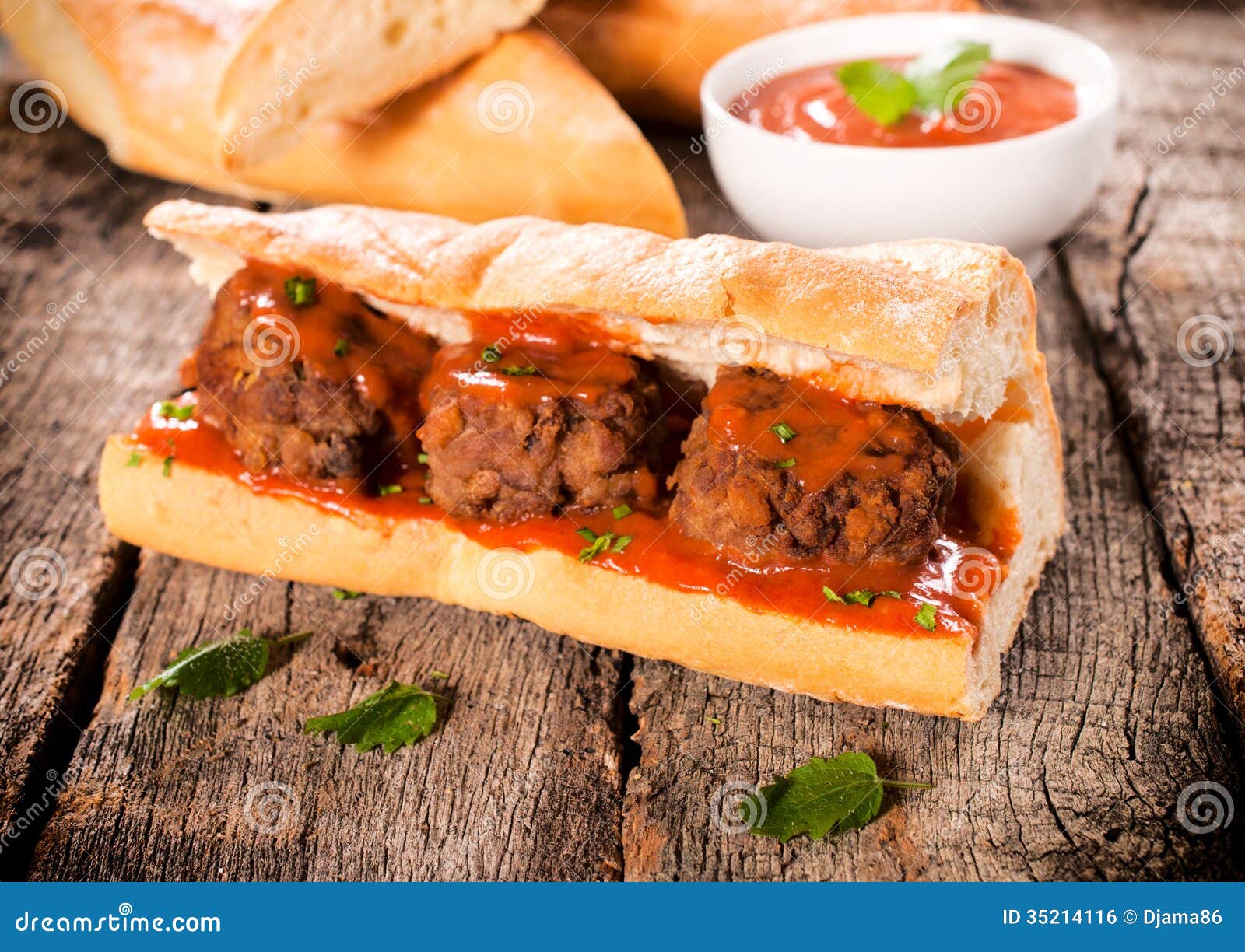 Meat sandwich stock photo. Image of meatball, dinner 35214116