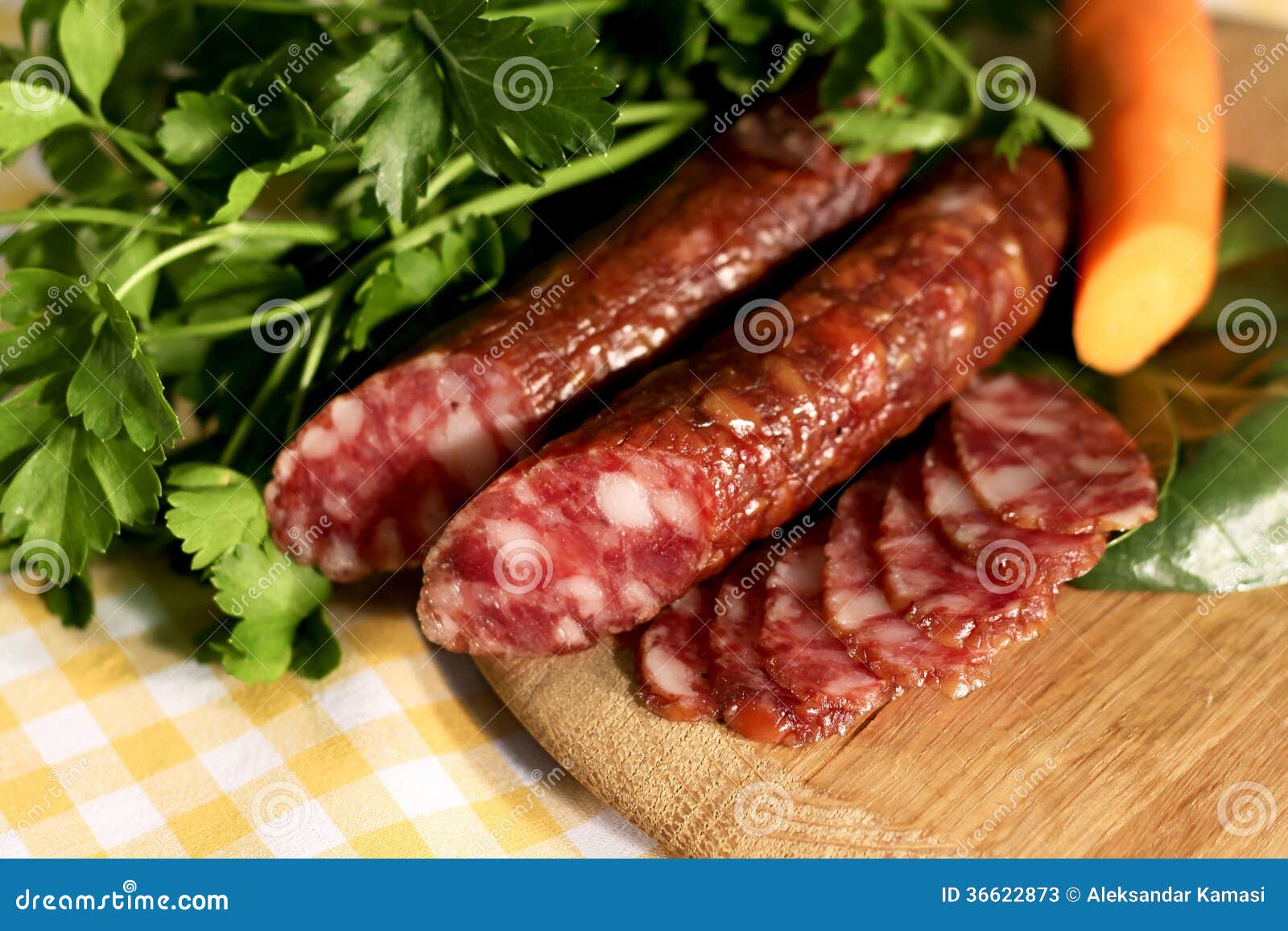 Meat sausage salami stock image. Image of rustic, tastefully 36622873