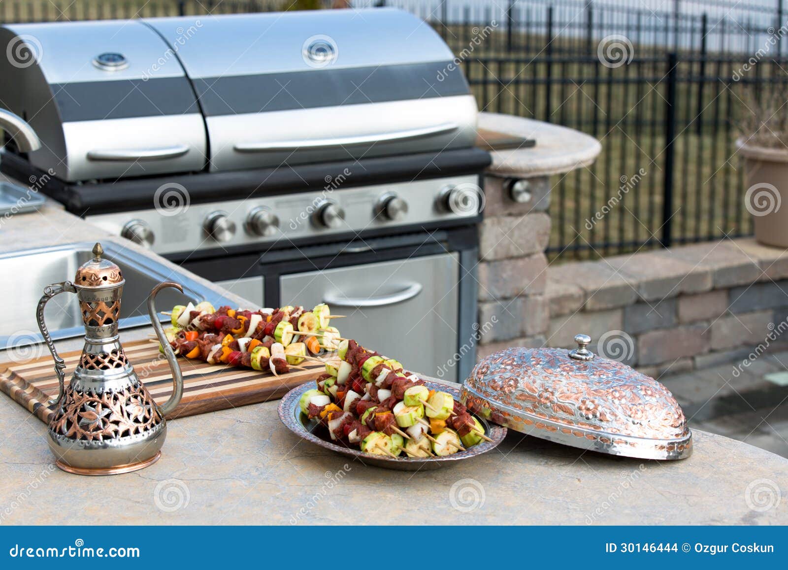 skewers and outdoor kitchen